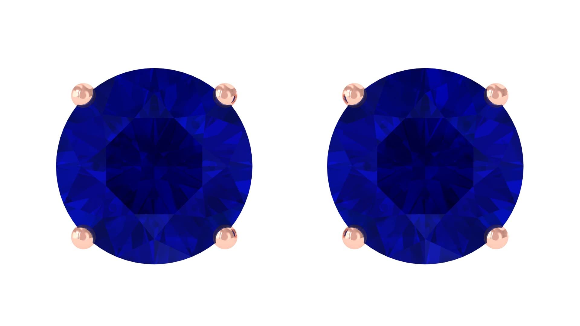 1 CT Blue Sapphire Stud Earrings for Women - 4.50 MM Solitaire Blue Sapphire & 14K Solid Gold Earrings - Elegant Gift for Anniversary, Birthday & Special Occasions