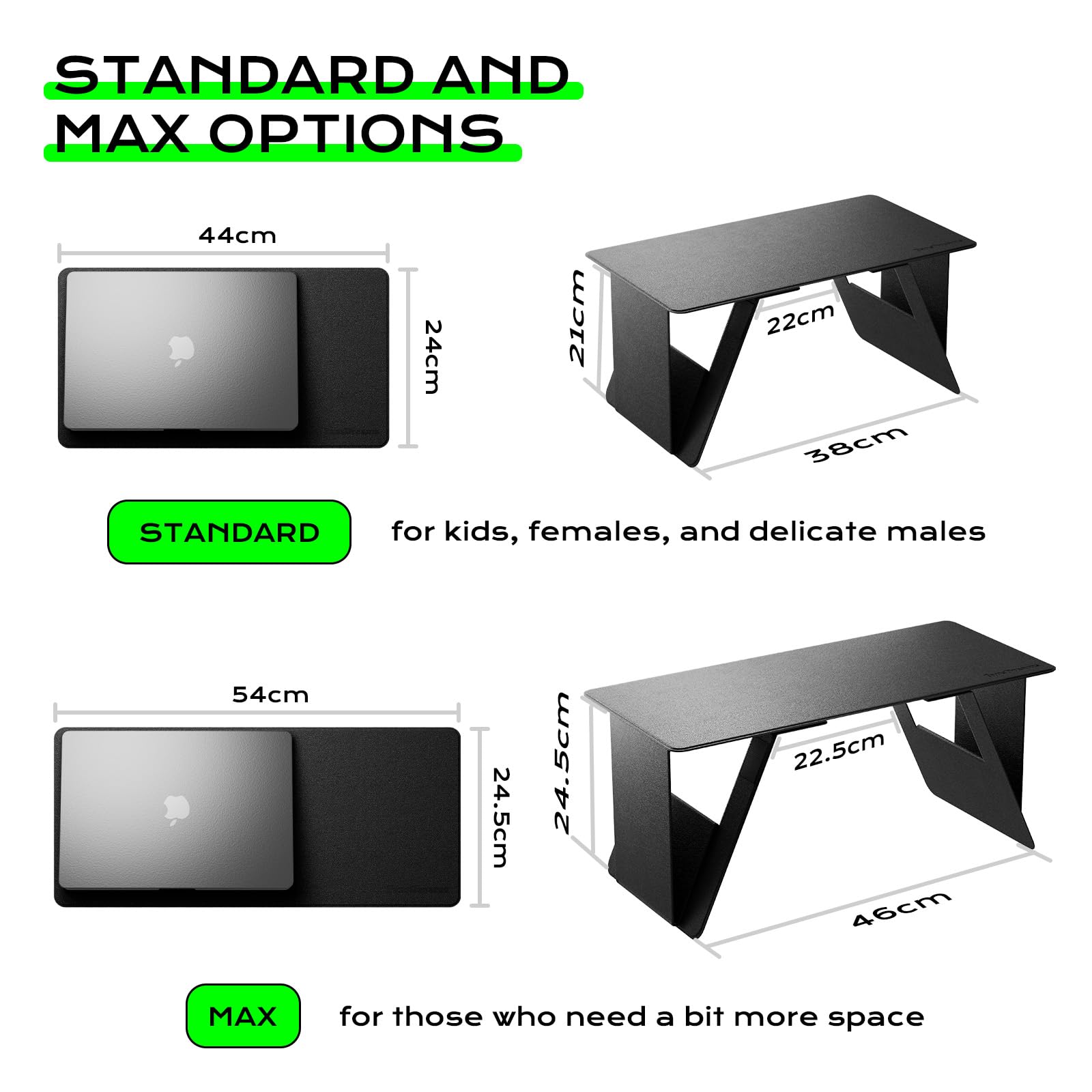 Foldable Laptop Desk for Bed & Travel - Portable Lightweight Standing Computer Table with Adjustable Height for Work, Study, Gaming & Office Use - Black Ergonomic Lap Desk by FansDreams (Standard Size)
