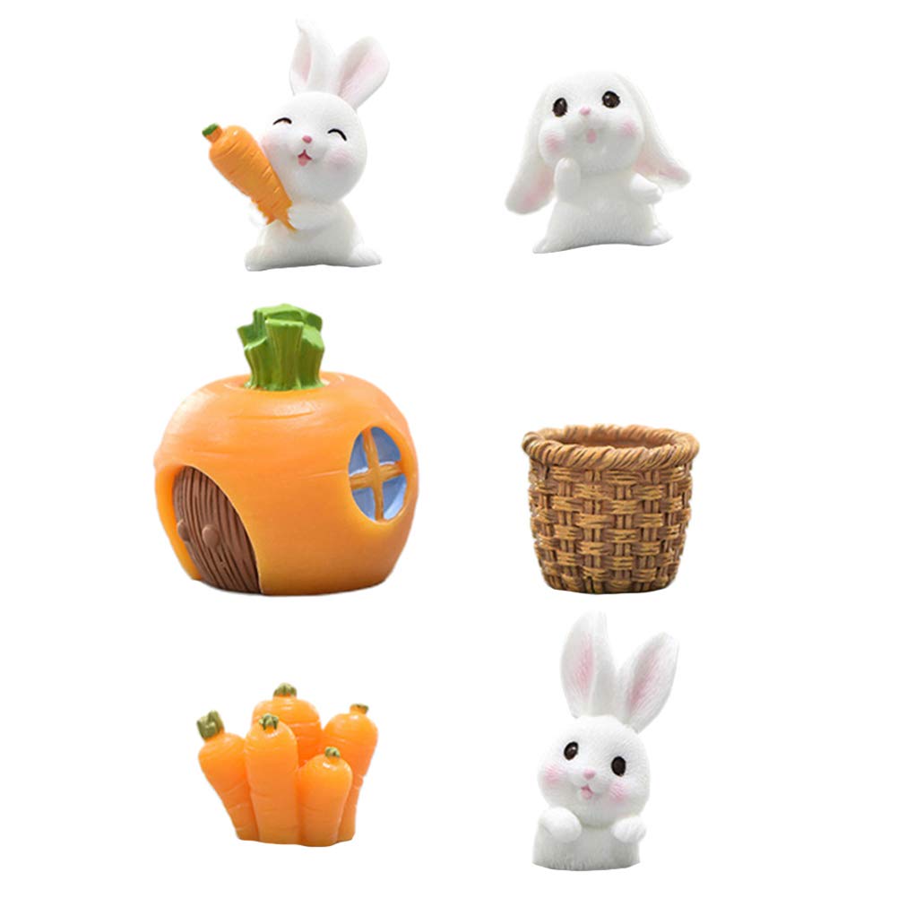 iFUNDOM 6-Piece Easter Decorations Set - Cute Bunny Resin Miniatures for Easter Crafts, Home & Table Decor - Perfect for Easter Party, Spring Home Decor & Gift Giving