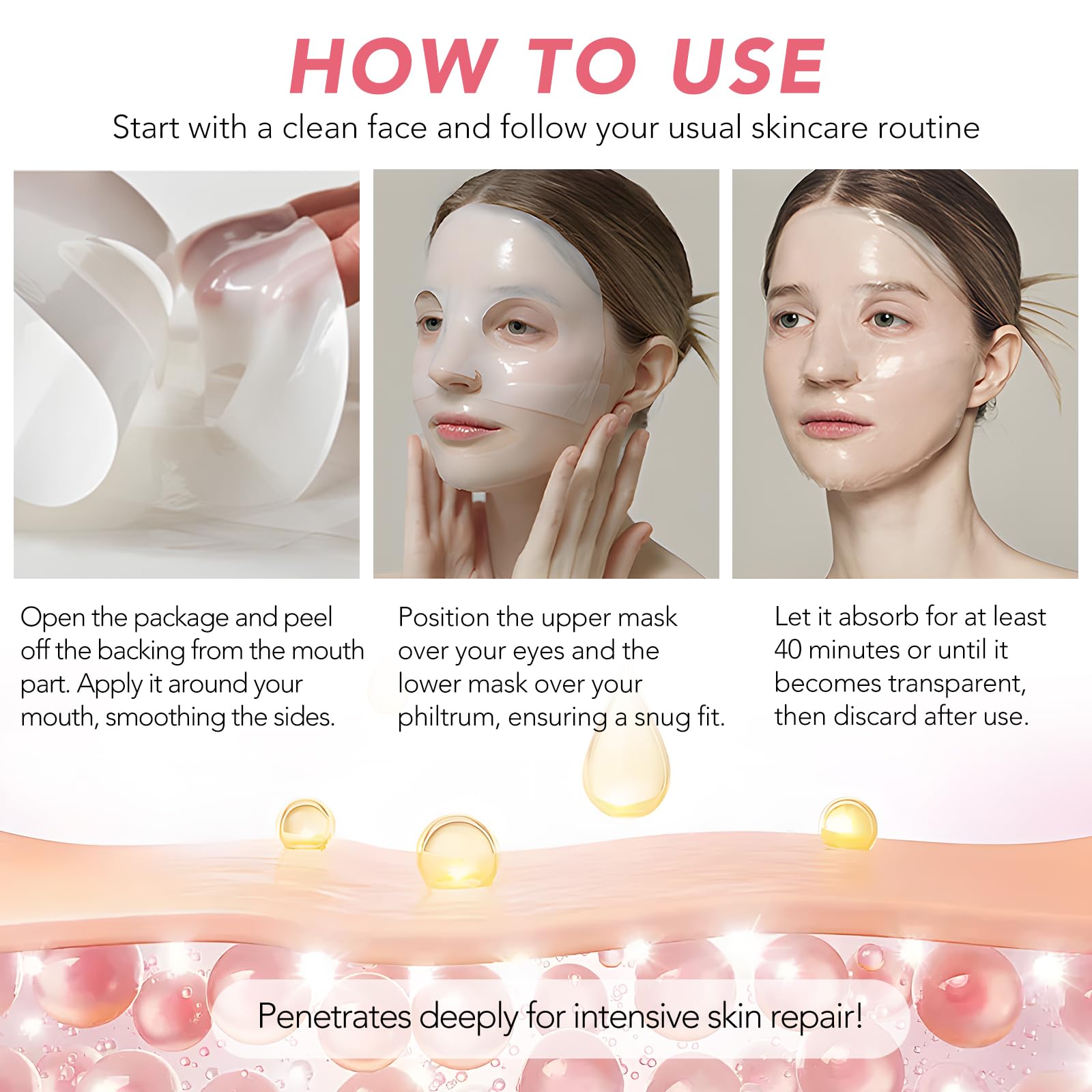 Collagen Face Mask - Deep Anti-Wrinkle & Lifting Treatment for Overnight Use (4 Pack) | Hydrating Skincare for Nighttime Routine & Spa Days