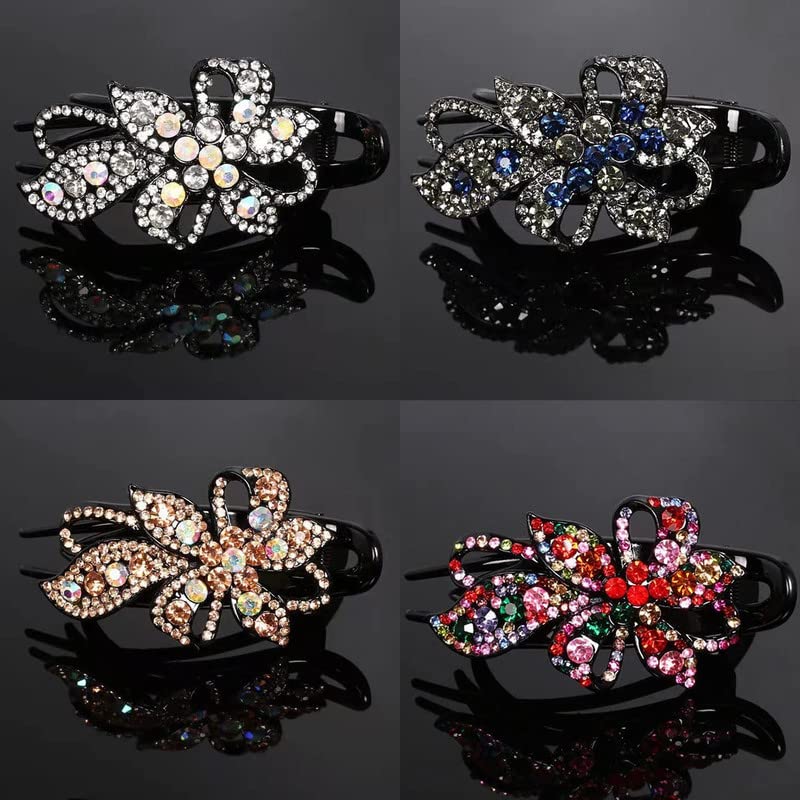 1PCS Duckbill Rhinestone Hair Clip with Flower Design - Sparkling Diamond Barrettes for Women & Girls - Perfect for Prom, Weddings, Parties & Everyday Hair Accessories