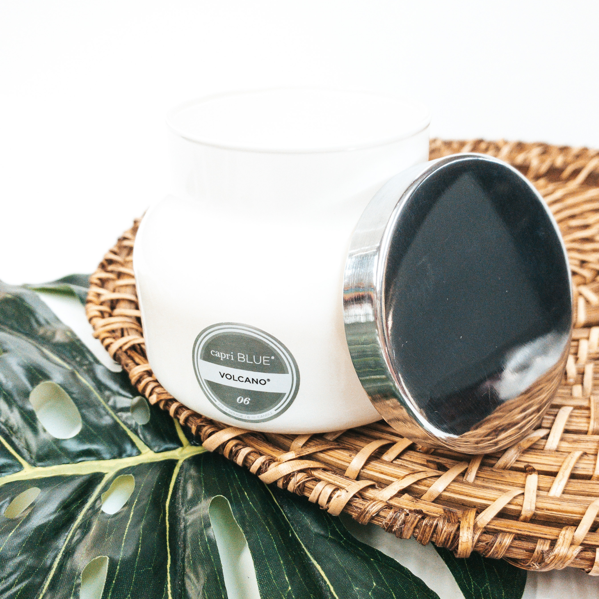 Capri Blue 8 oz White Petite Jar Candle - Volcano Scent | Home Decor, Gift Idea, Aromatherapy for Bedroom & Bathroom