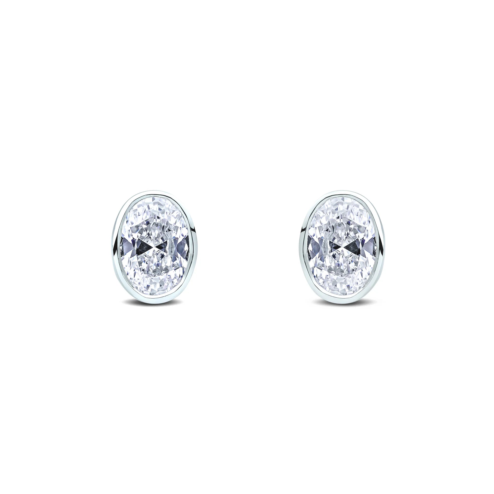 9ct White Gold Cubic Zirconia Oval Stud Earrings 7x5mm - Elegant Everyday Jewelry for Women, Perfect for Work, Parties & Special Occasions