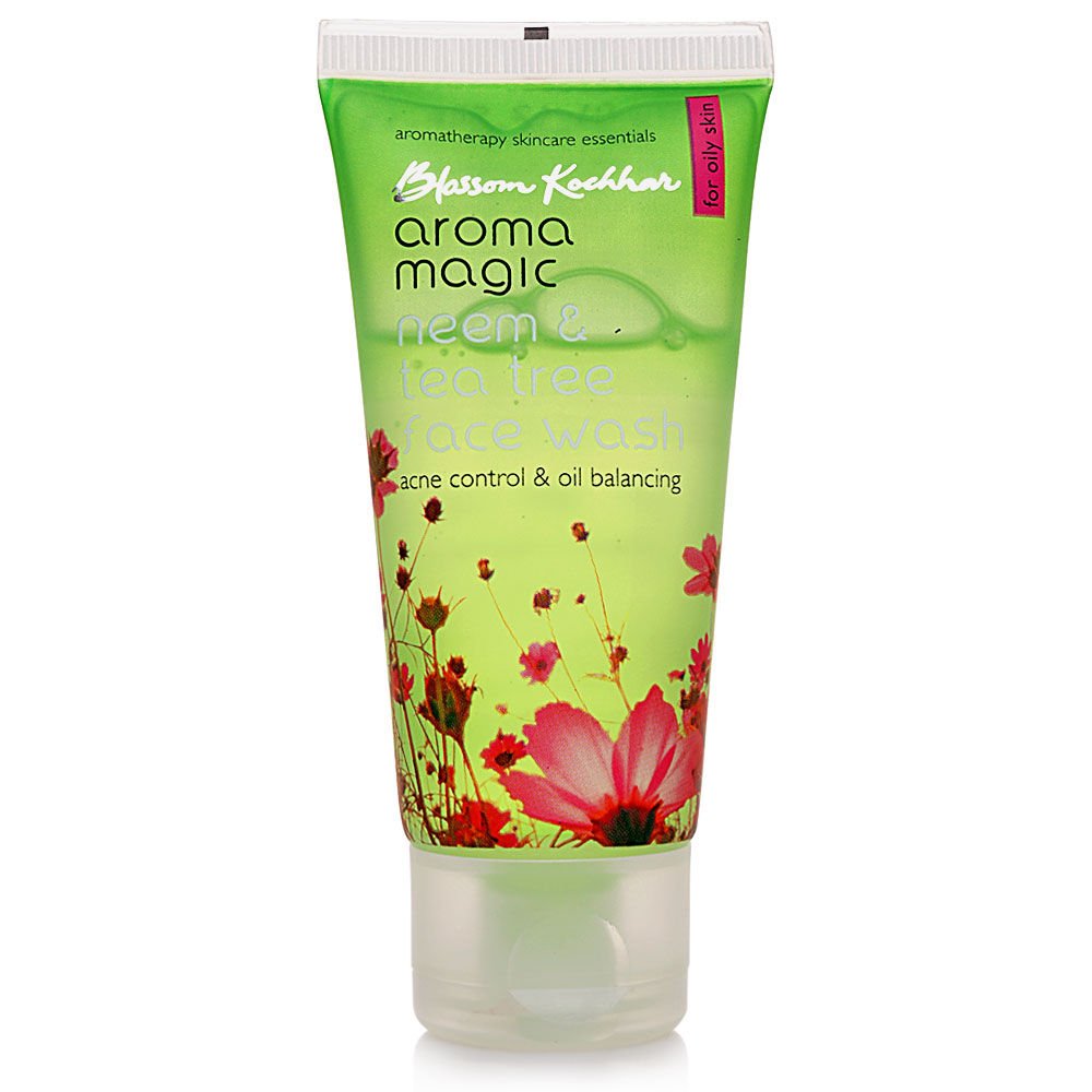 Aroma Magic Neem & Tea Tree Face Wash with 5% Niacinamide & Aloe Vera Gel – For Spotless, Soft Skin | Controls Oil & Fights Acne | Suitable for Women & Men | 50ml | Pack of 1 | Perfect for Daily Skincare & Acne-Prone Skin Care Routine