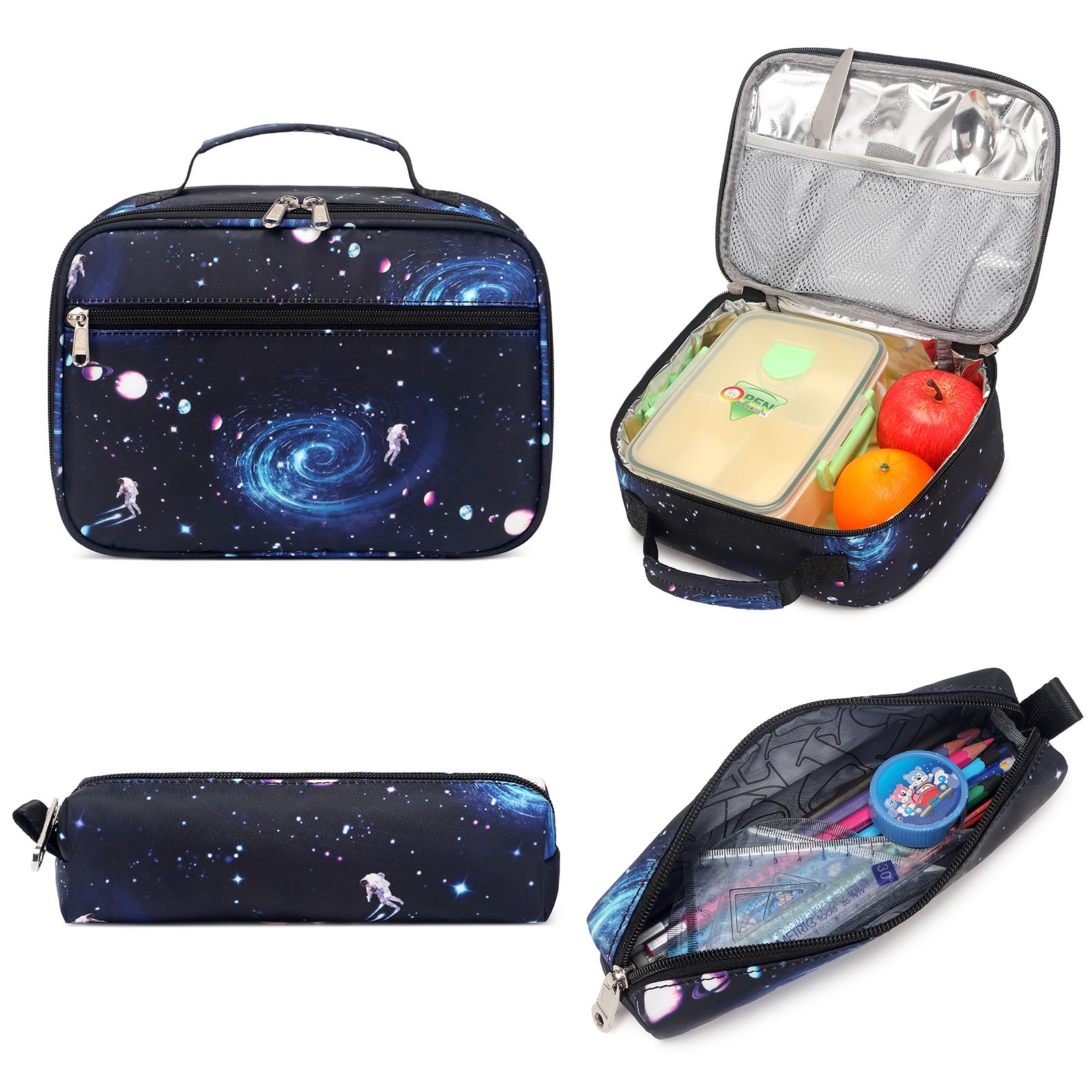 Galaxy Backpack for Boys - Durable School Backpack with Lunch Box & Pencil Case | Elementary Bookbag for Kids | Perfect for School, Travel & Outdoor Adventures