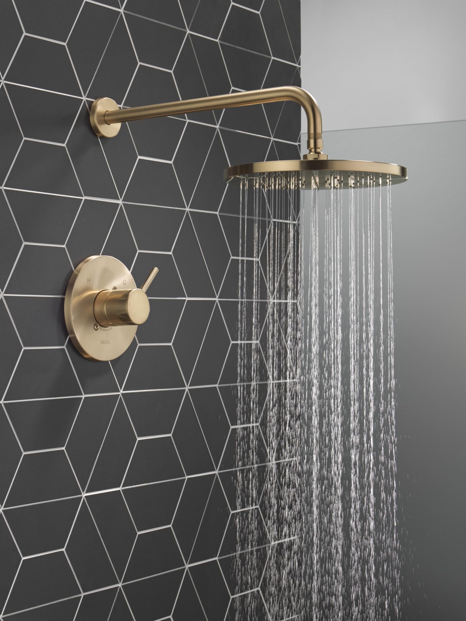 Delta Faucet Modern Raincan Round Single-Function Shower Valve Trim Kit in Gold - Luxury Rainfall Shower Head Set with Champagne Bronze Finish T14269-CZ-PP (Valve Not Included) - Perfect for Spa-Like Bathroom Upgrades and Modern Home Renovations