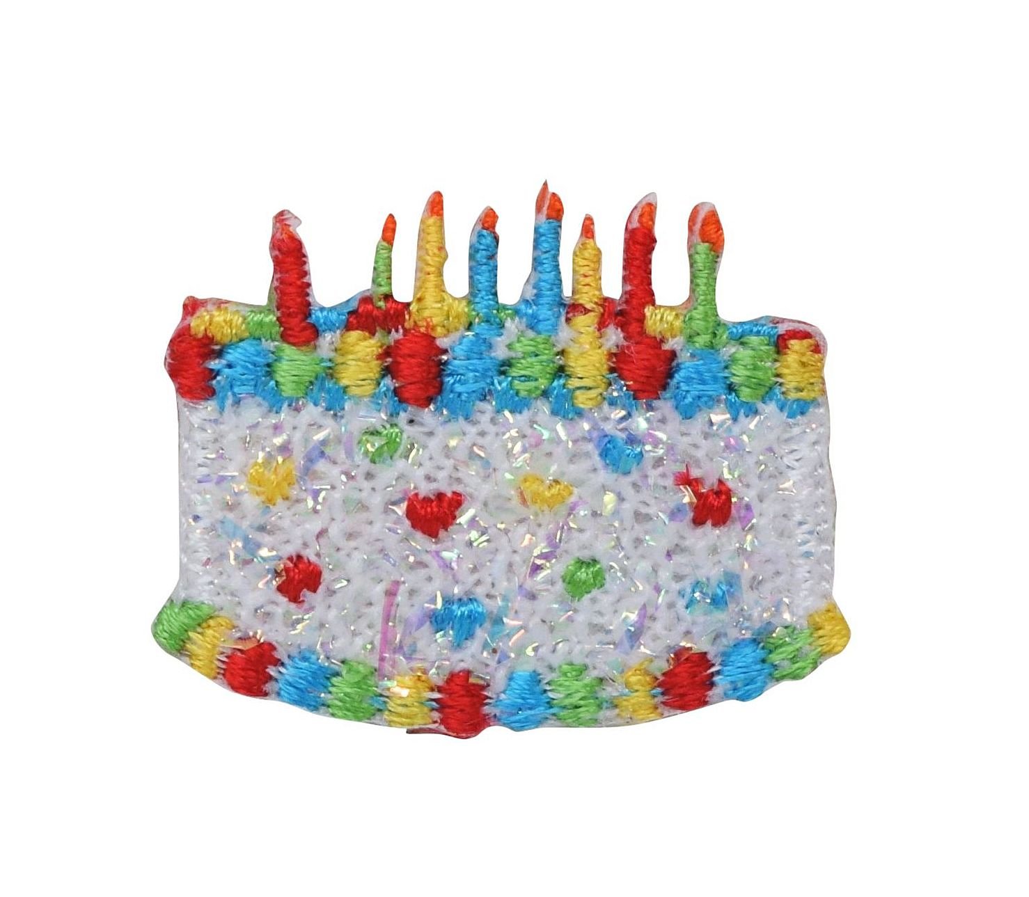 Birthday Cake White Confetti Iron On Patch - Embroidered Applique for DIY Crafts, Clothing, Bags & Costume Design - Perfect for Party Decorations & Gift Customization