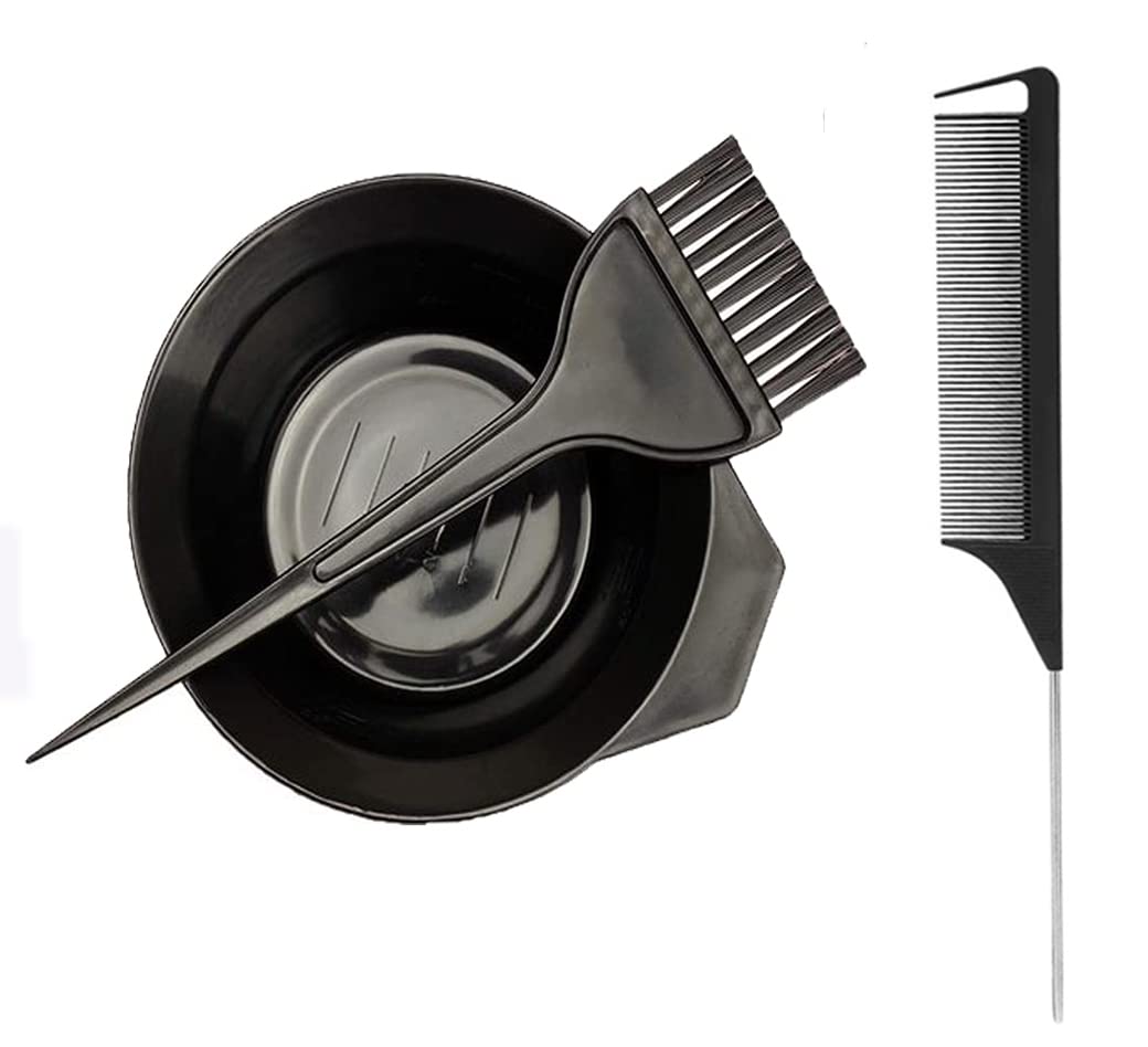 Professional Hair Color Mixing Bowl with Dye Brush & Tail Comb - Plastic Salon-Grade DIY Hair Dyeing Kit for Oil Treatments & Tinting - Perfect for Home Hair Coloring & Professional Salon Use