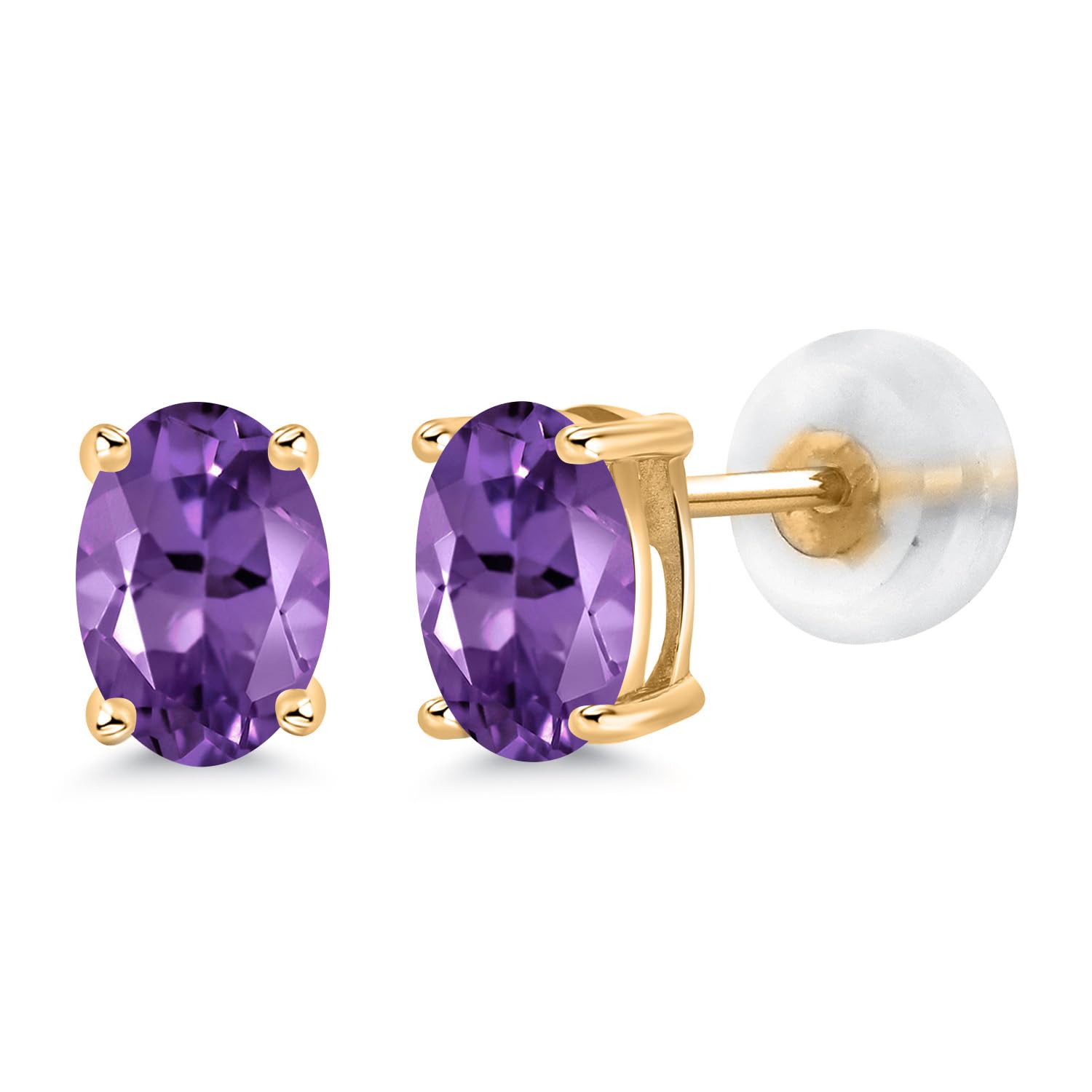 14K Gold Oval Gemstone Birthstone Stud Earrings for Women & Men | 6x4mm Oval Cut | Fine Jewelry Gift for Mom, Wife, Her | Anniversary, Birthday, Valentine's Day Present