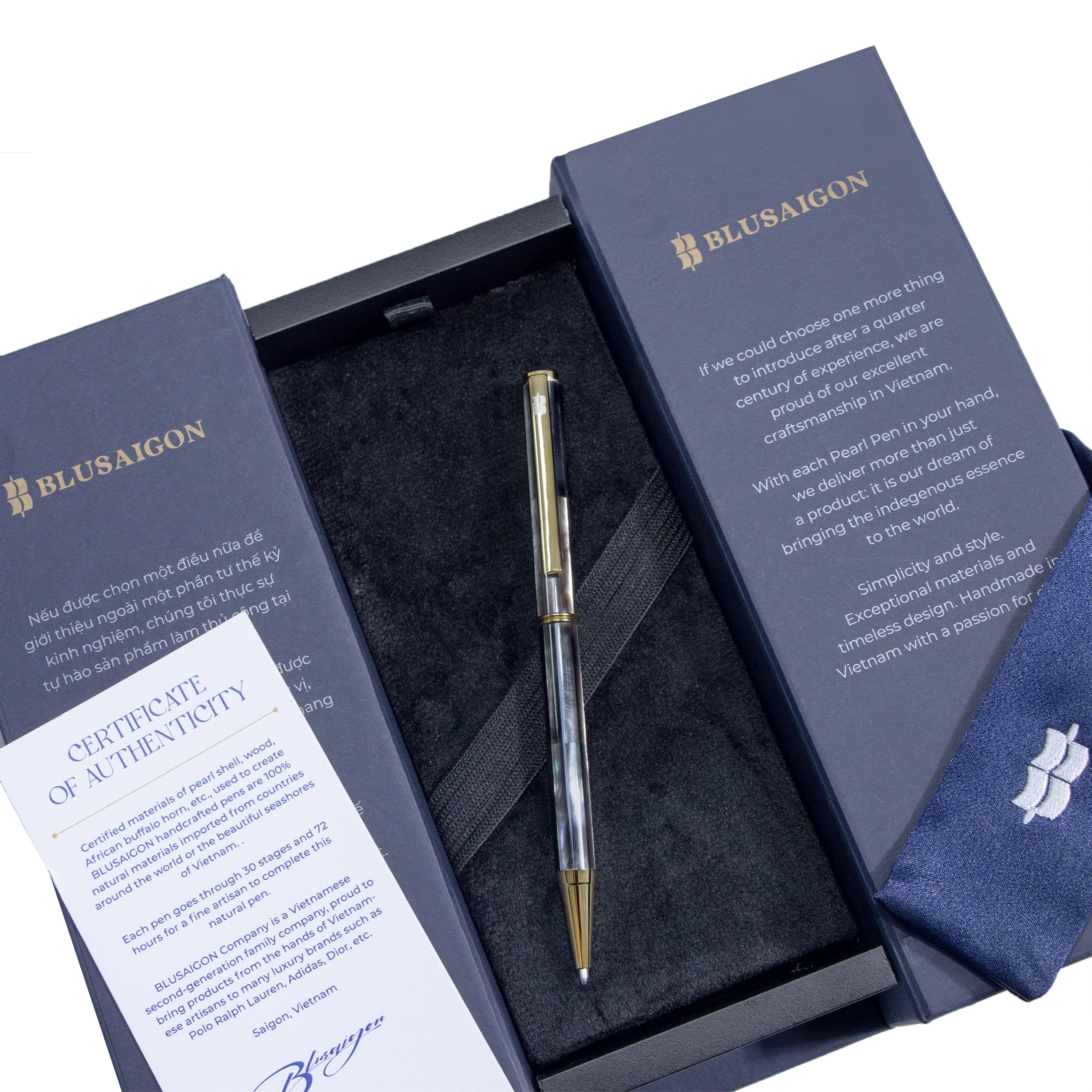 BLUSAIGON Tahiti Black Pearl Gold Twist-Action Handcrafted Refillable Ballpoint Pen - Unique Gift Set for Men & Women - Perfect for Office, Business Meetings & Special Occasions