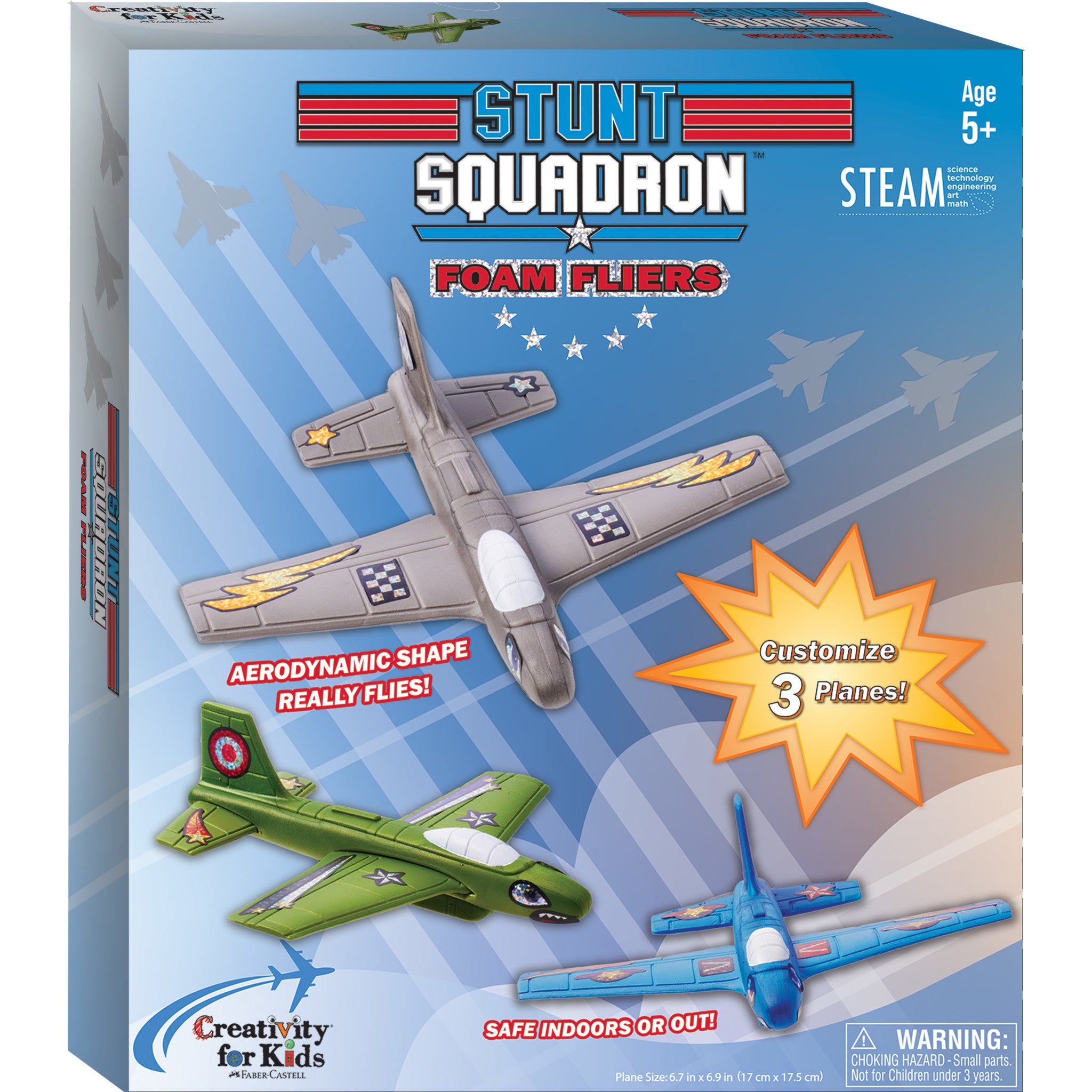 Stunt Squadron Foam Airplane Toys - 3 Pack Foam Glider Planes for Kids Outdoor Games, Birthday Party Favors & Backyard Activities #6454000