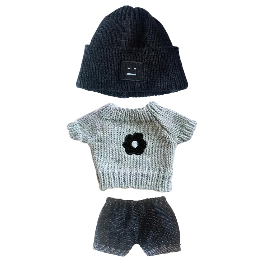 20cm Plush Doll Clothes Set - Hat, Sweater & Shorts for Dressup Play