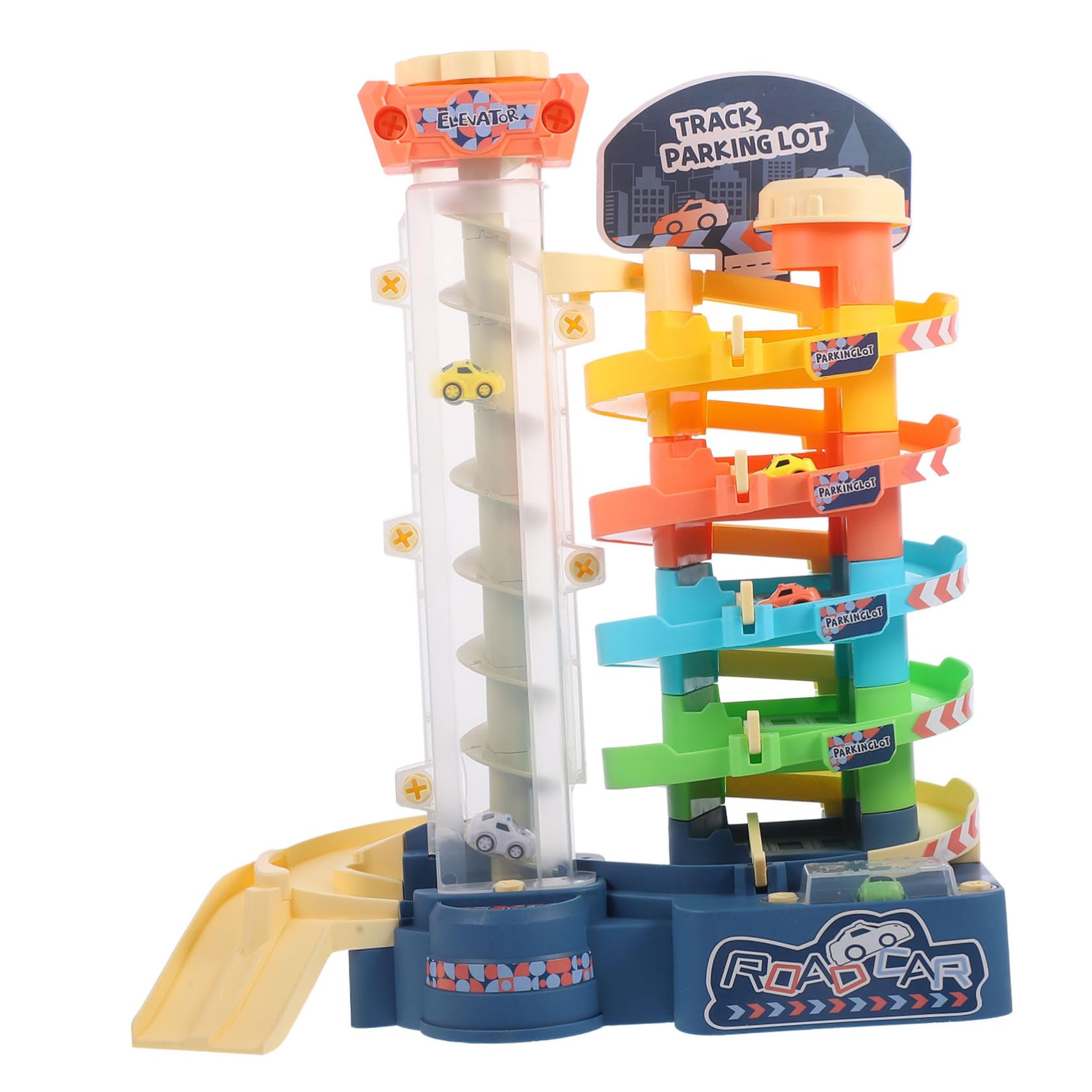 Hohopeti Parking Lot Toys Set - 3D Parking Garage Ramp with Rotating Model Cars, Car Garage Playset for Kids, Boys & Girls - Perfect for Pretend Play, Learning & Interactive Fun at Home or School