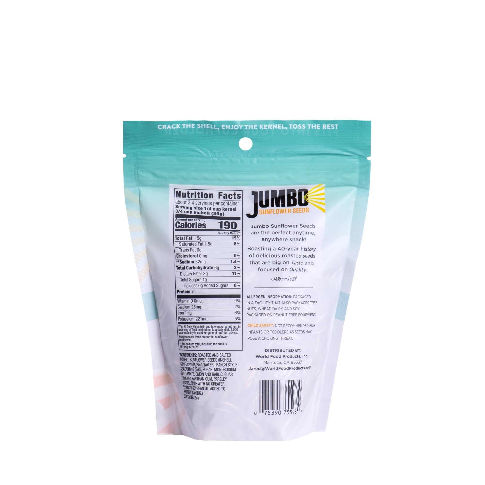 Jumbo Sunflower Seeds Sampler Pack - Original, Ranch, Pepper, BBQ, Chipotle, No Salt (11 Bags) | Healthy Snacks for Road Trips, Office & Outdoor Activities