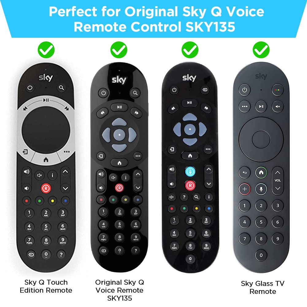 2 Pack Silicone Protective Cover for Sky Q Voice Remote Control SKY135 & Sky Glass Remote - Glow Blue + Glow Green | Shockproof Skin Case for Touch/Non-Touch Remotes | Perfect for Home Entertainment & TV Streaming Protection