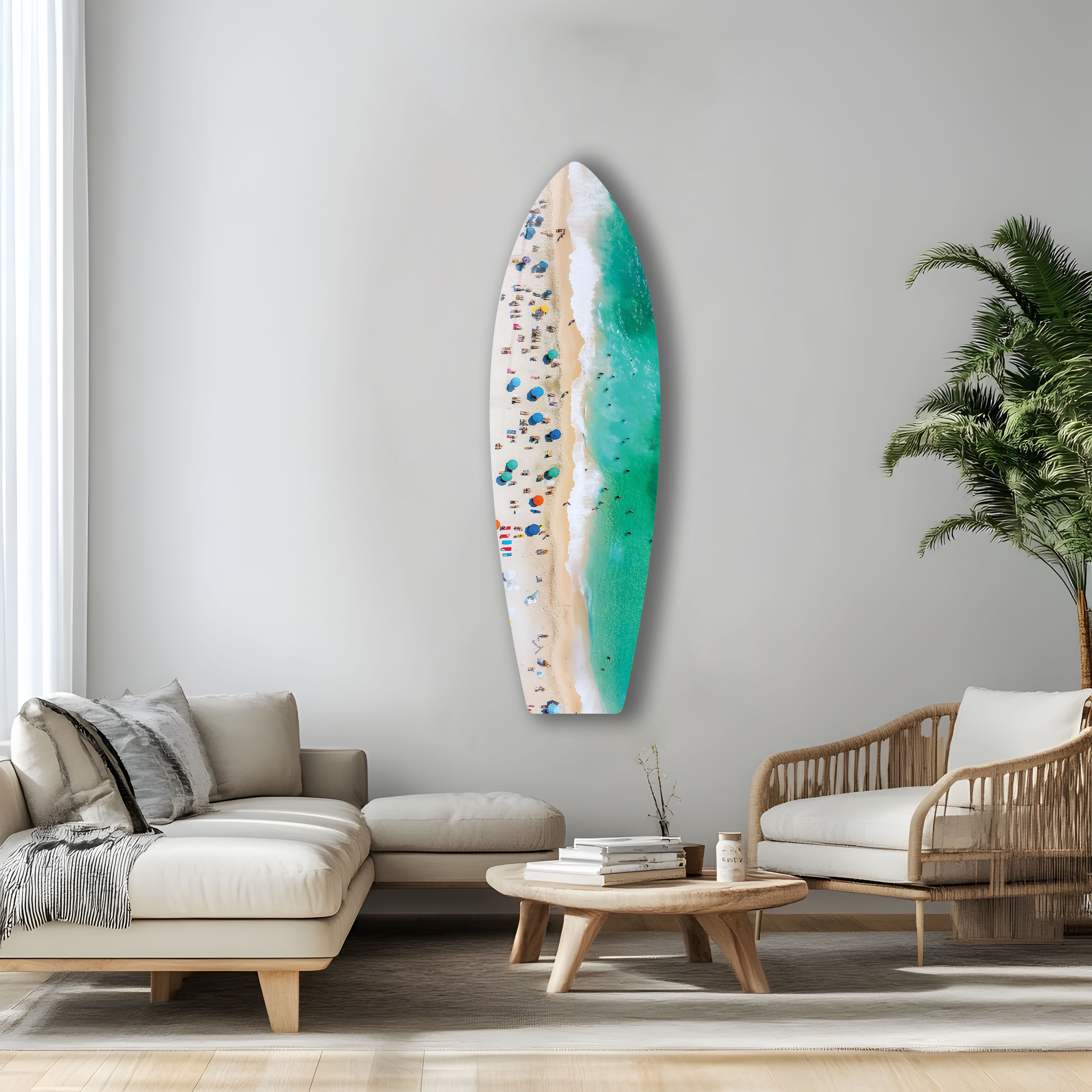 Beach Bliss Surfboard Wall Art - Coastal Decor for Living Room, Bedroom & Office - Perfect Surfing Theme Home Decoration