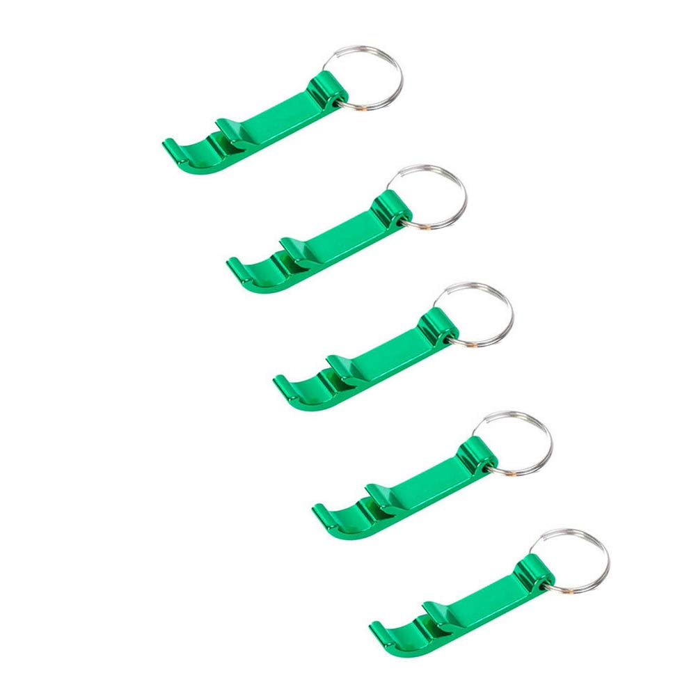 10PCS Mini Aluminum Alloy Bottle Opener Keychain - Portable Pocket Keyring Opener for Beer & Soda (Green) - Perfect for Camping, Travel, Parties & Gifts
