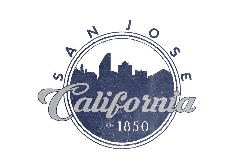 San Jose California Skyline Blue Seal Art Print - 24x36 Signed Wall Decor Poster for Home & Office - Perfect for Living Room, Bedroom, or Gift