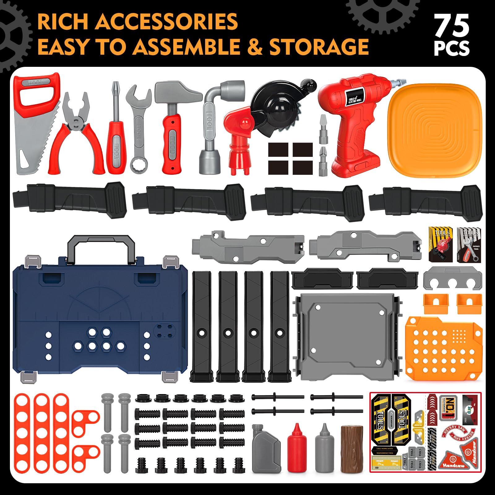 **Kids Tool Bench Set with Electric Drill & Chair - Construction Toy for Boys & Girls Ages 3-5 - Christmas & Birthday Gift - Transformable Tool Box for Pretend Play - Perfect for DIY & Role-Playing Fun**