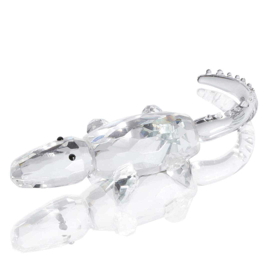 Waltz&F Crystal Small Crocodile Animal Figurine - Handcrafted Collectible Paperweight & Elegant Table Decor for Home Office, Gift for Animal Lovers & Crystal Collectors