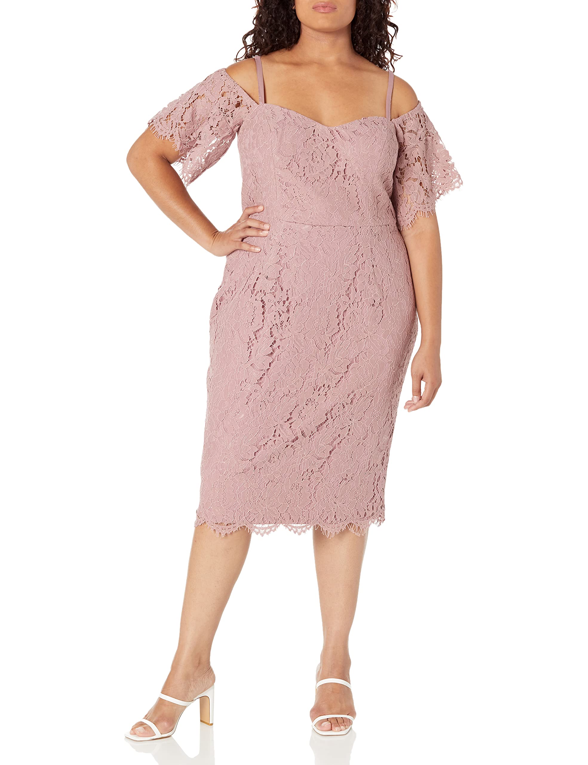 Plus Size Lace Dress for Women - Elegant Floral Whisper Fit Maxi Dress for Weddings, Parties & Special Occasions
