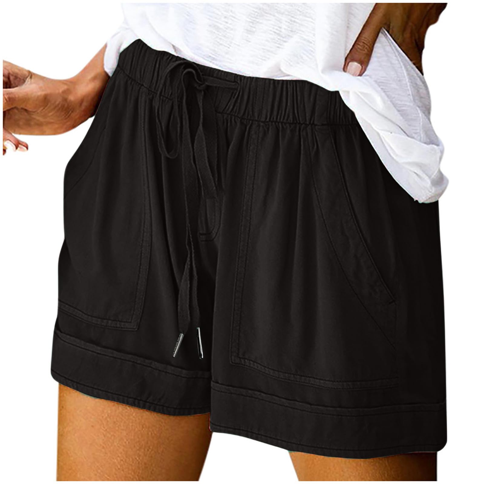 Women's Linen Wide Leg Shorts - Flowy Beach Capri Shorts with Drawstring for Summer | Comfortable & Breathable Linen Shorts for Casual Wear, Vacation, and Outdoor Activities