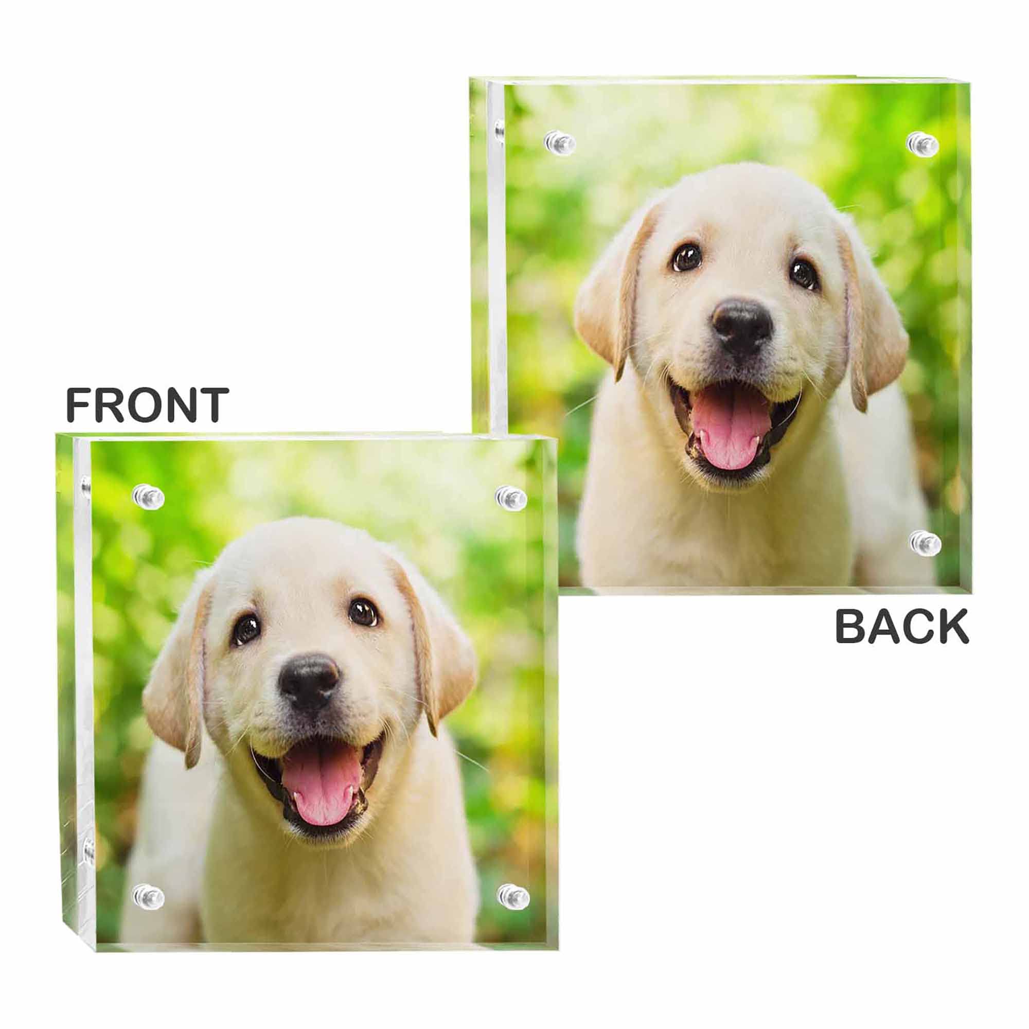 Custom 5x5 Acrylic Photo Frame - Double Sided Magnetic Display for Pets, Gifts