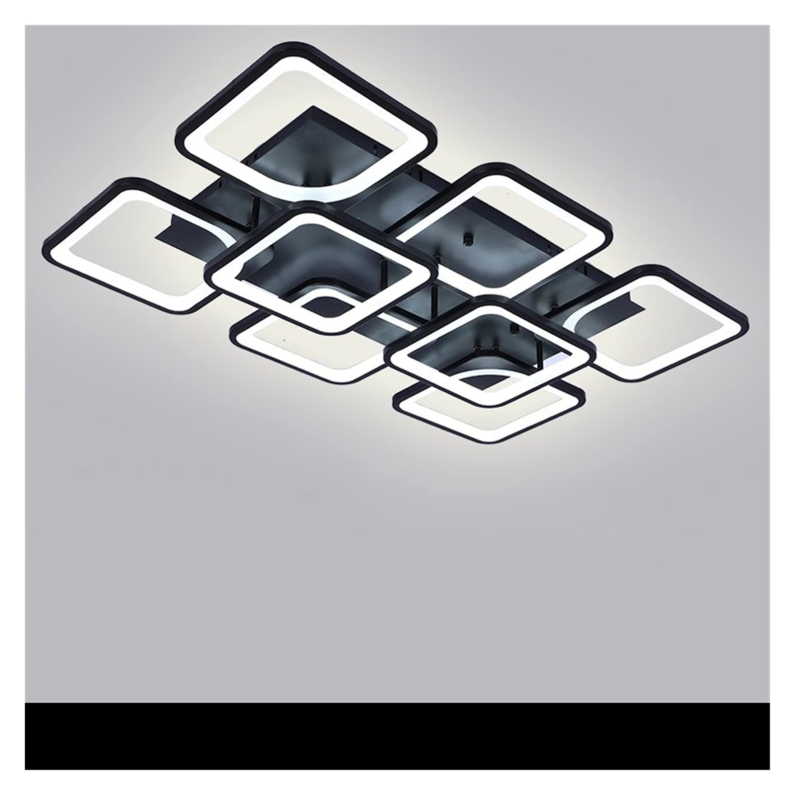 Modern Black Rectangle LED Chandelier - 6x2 Inches Dimmable Ceiling Light Fixture for Living Room, Dining Room, Kitchen & Bedroom | Energy Efficient Indoor Lighting for Home Decor & Ambiance