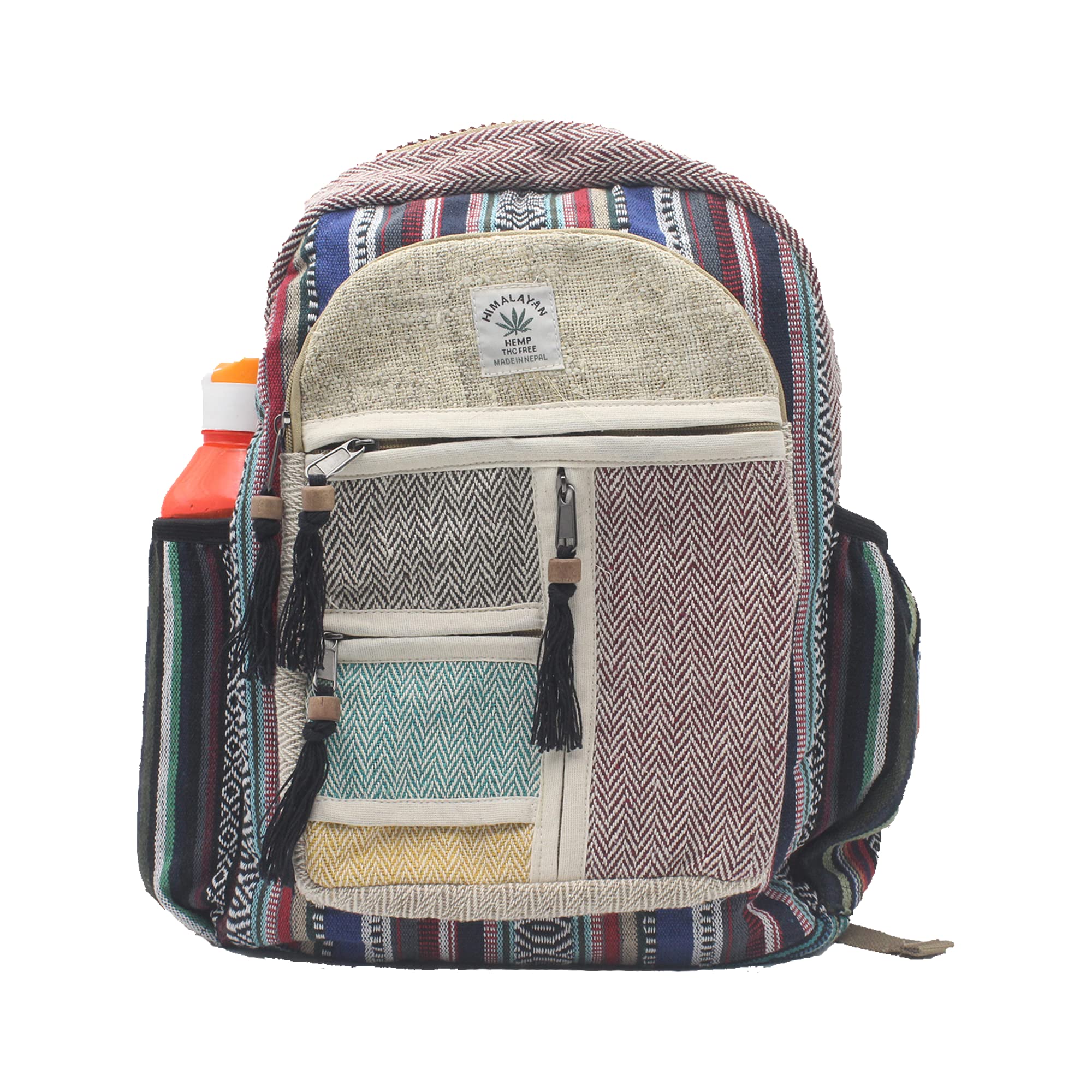 Fwosi Hemp Laptop Backpack - Eco-Friendly 15.6 Inch School & Travel Backpack with Multiple Pockets - Lightweight Daypack for Hiking, College & Work - Handmade in Nepal - Perfect for Commuting & Outdoor Adventures