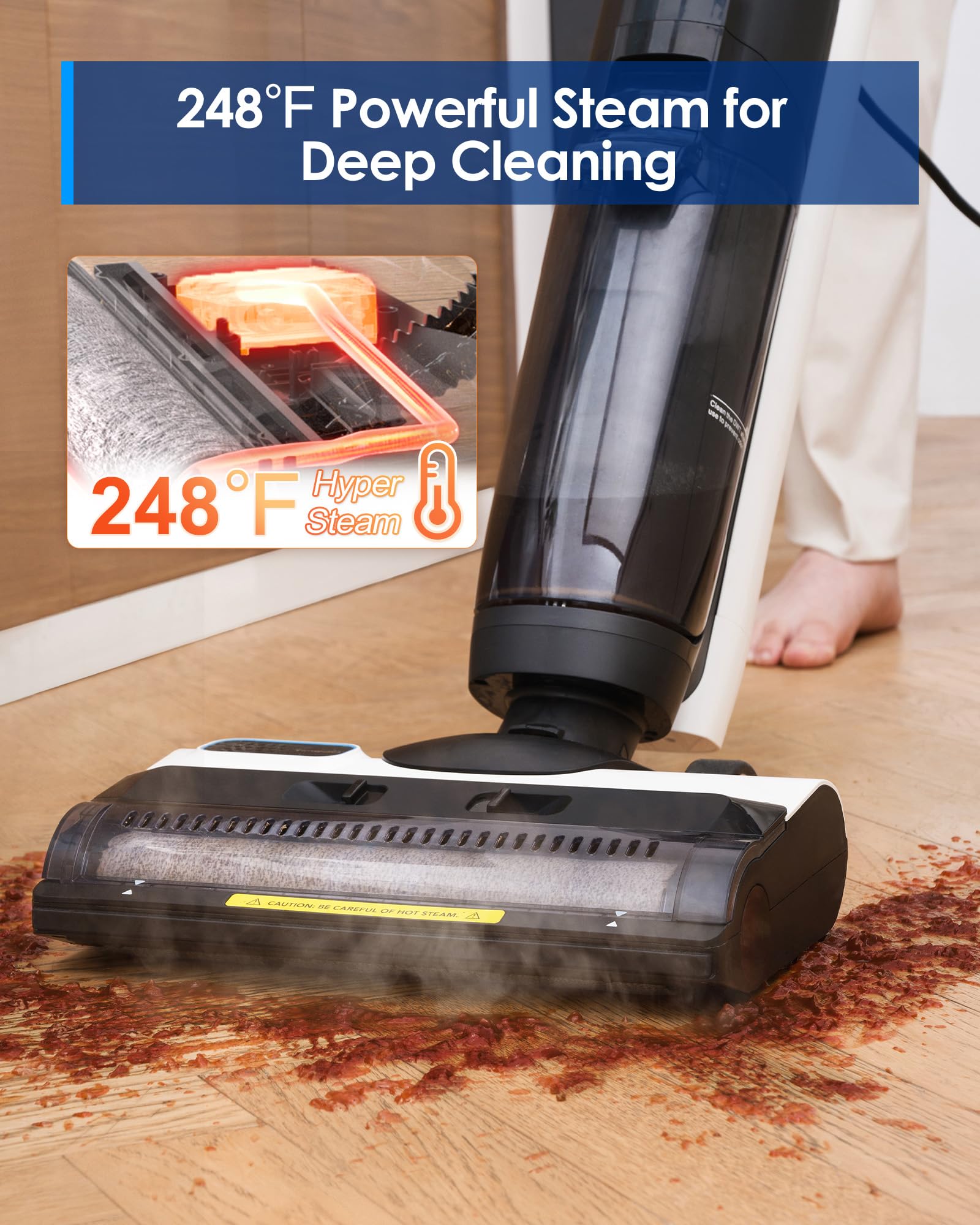 Tineco iFLOOR 5 Steam Corded Wet Dry Vacuum Cleaner - All-in-One Steam Mop for Hardwood Floors, 248℉ High-Temperature Steam, Self-Cleaning System - Perfect for Sticky Messes, Pet Hair, and Deep Cleaning Kitchens & Bathrooms