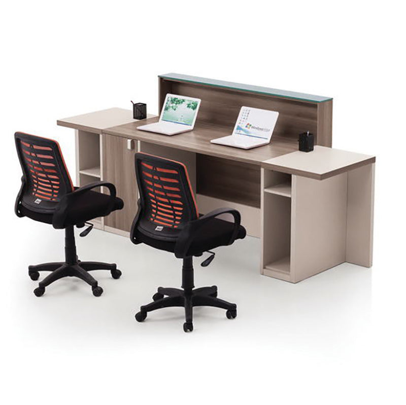CONELLI 2.4M Light Walnut Reception Desk - Modern Office Furniture for Hotel Lobby, Corporate Waiting Area & Business Center