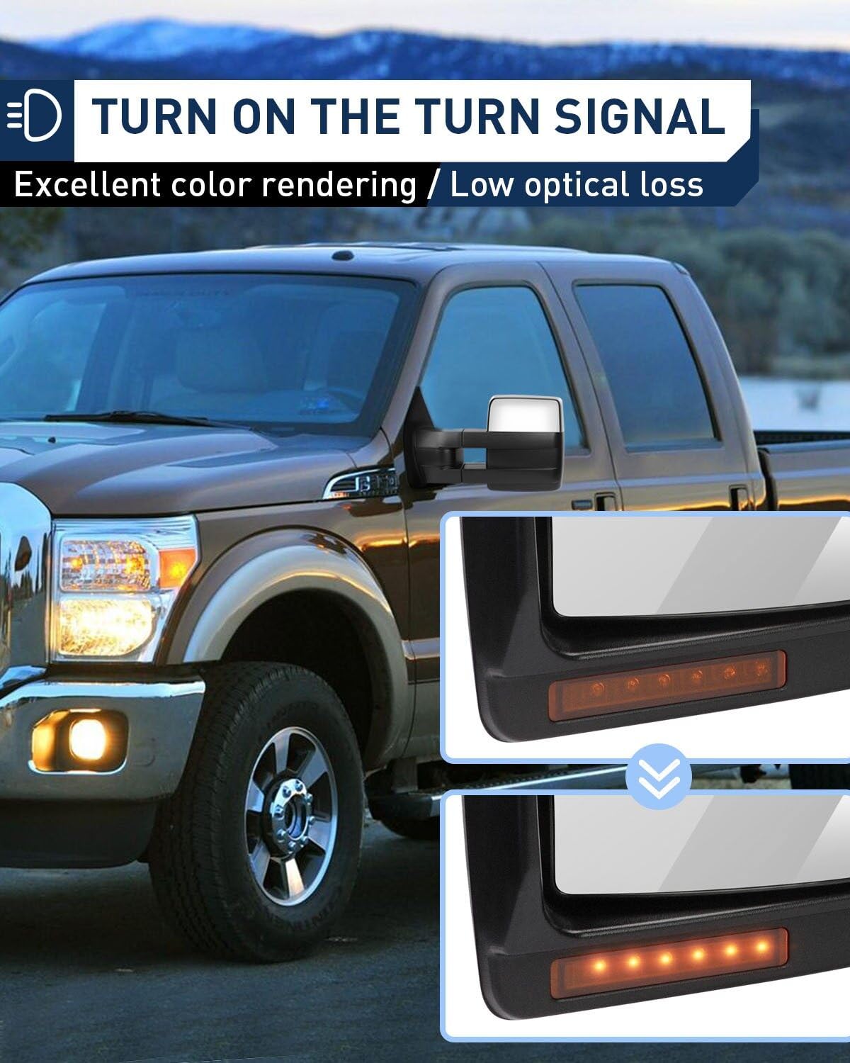 ECCPP Power Heated Towing Mirrors with LED Turn Signal & Puddle Lamp - Compatible with 2007-2014 Ford F150 Pickup Truck - Chrome Replacement Side Mirrors for Enhanced Visibility & Safety While Towing Trailers or Large Loads