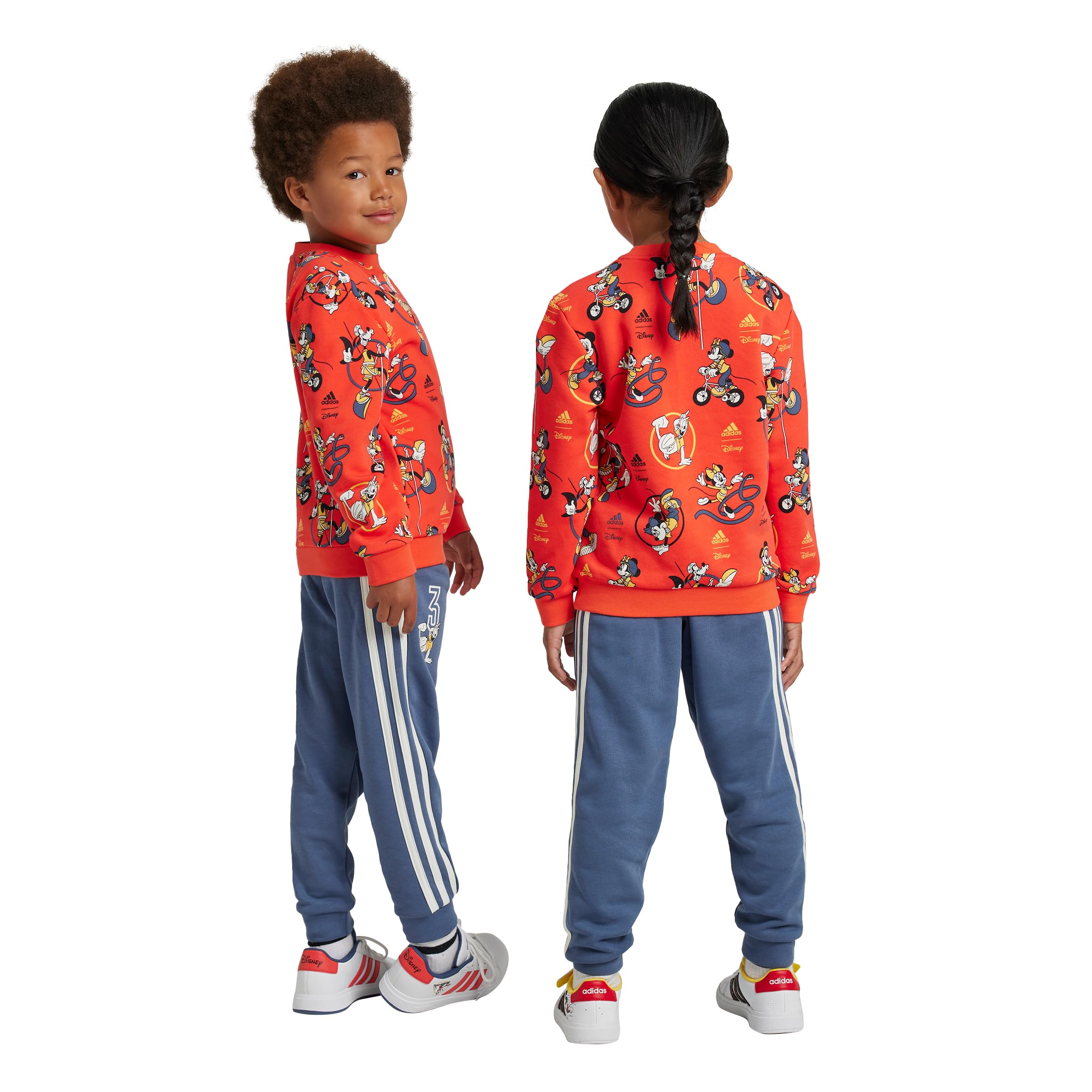 Adidas Boys Disney Mickey Mouse Jogger Set - 2 Piece Cotton Athletic Outfit for Kids, Playtime & Casual Wear