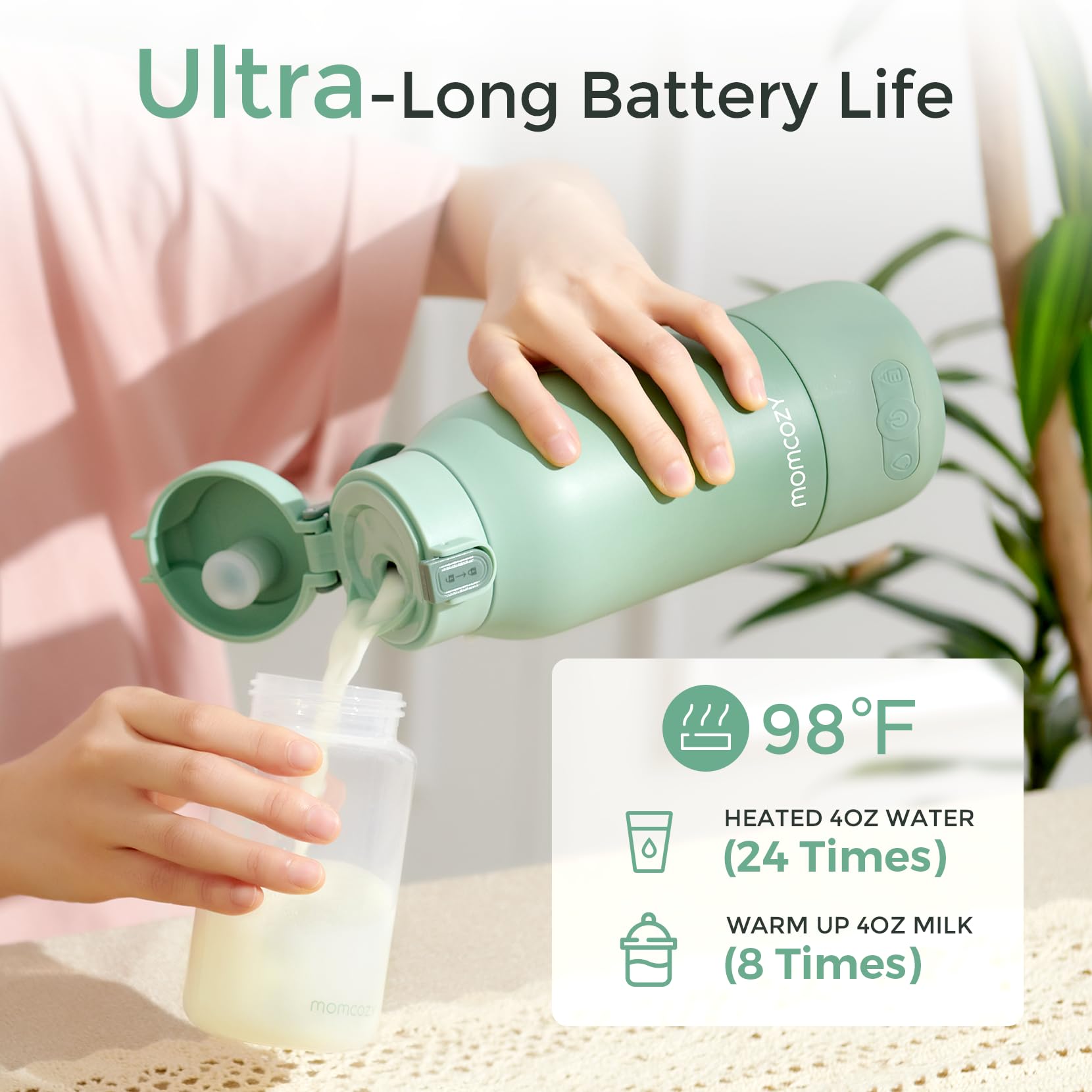Momcozy Portable Breast Milk Warmer for Travel - USB-Powered Bottle Warmer & Cleaning Brush Set - Perfect for Nursing Moms On-the-Go, at Work or Outdoor Adventures