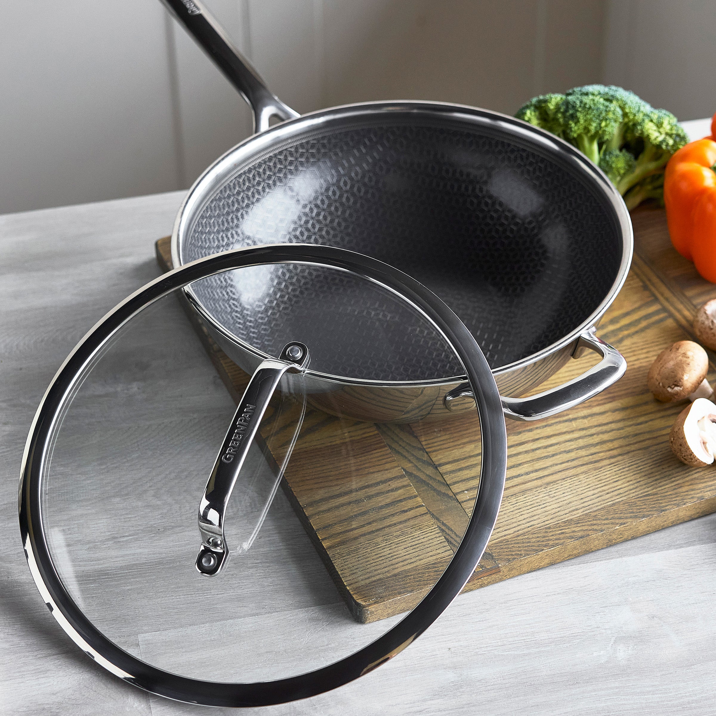 Spectra Thermobond Hybrid Ceramic Nonstick 12-Inch Wok Pan with Glass Lid - PFOA-Free, Scratch-Resistant Cookware for Stir Fry, Sauteing & Asian Cooking