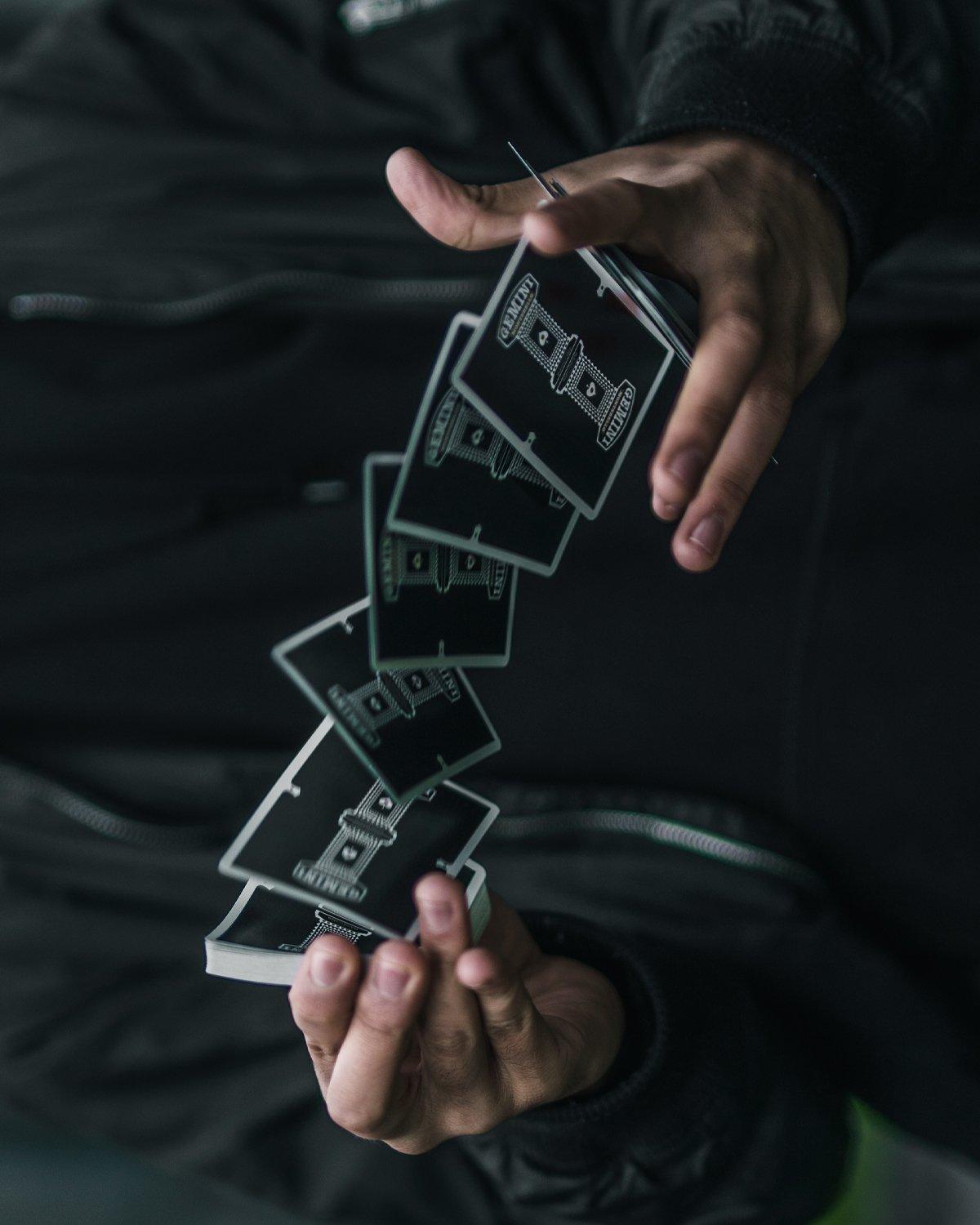 Premium Black Gemini Casino Playing Cards - 2 Decks of High-Quality Plastic Coated Cards for Poker, Blackjack, and Magic Tricks - Perfect for Game Nights, Casino Parties, and Professional Cardistry