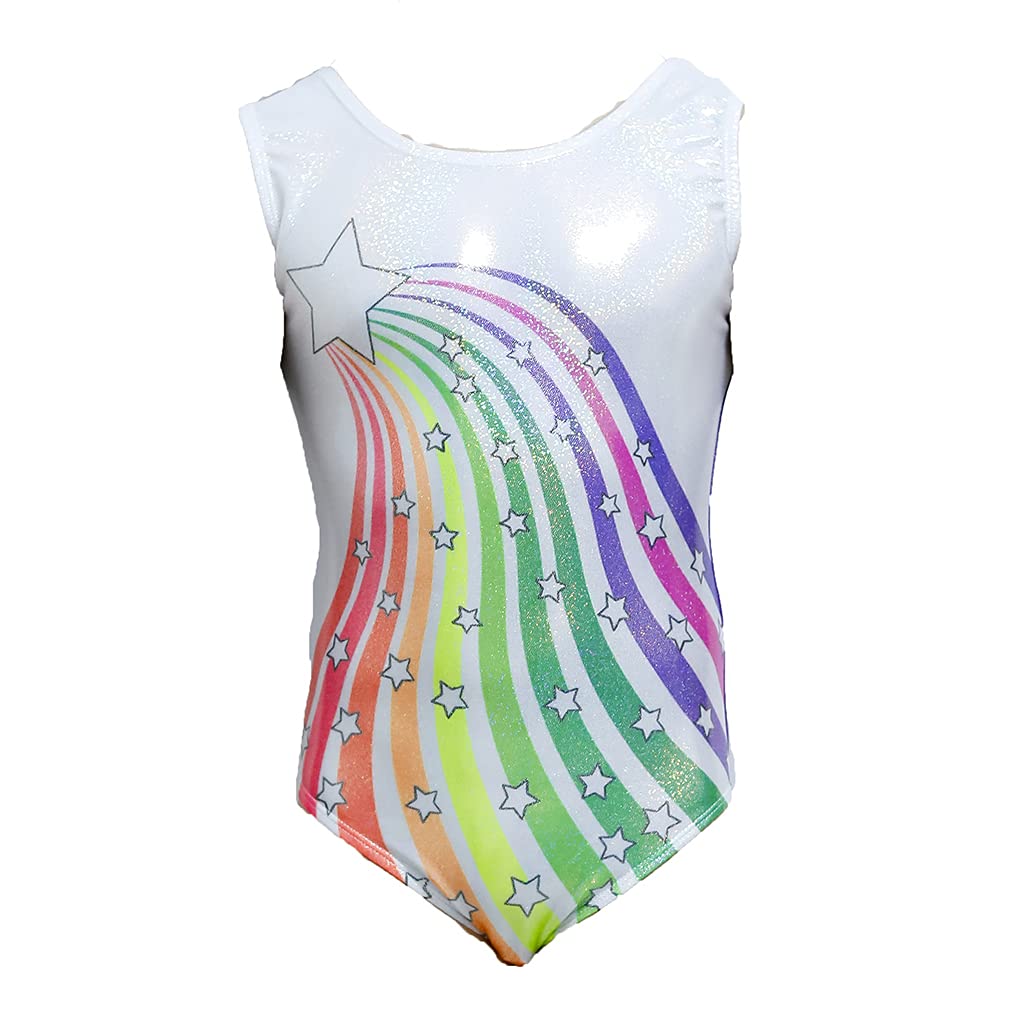 Sparkly Rainbow Gymnastics Leotards for Girls 2-12 Years | Colorful One-Piece Athletic Leotard for Dance, Cheerleading & Performance | Perfect for Competitions, Recitals & Practice