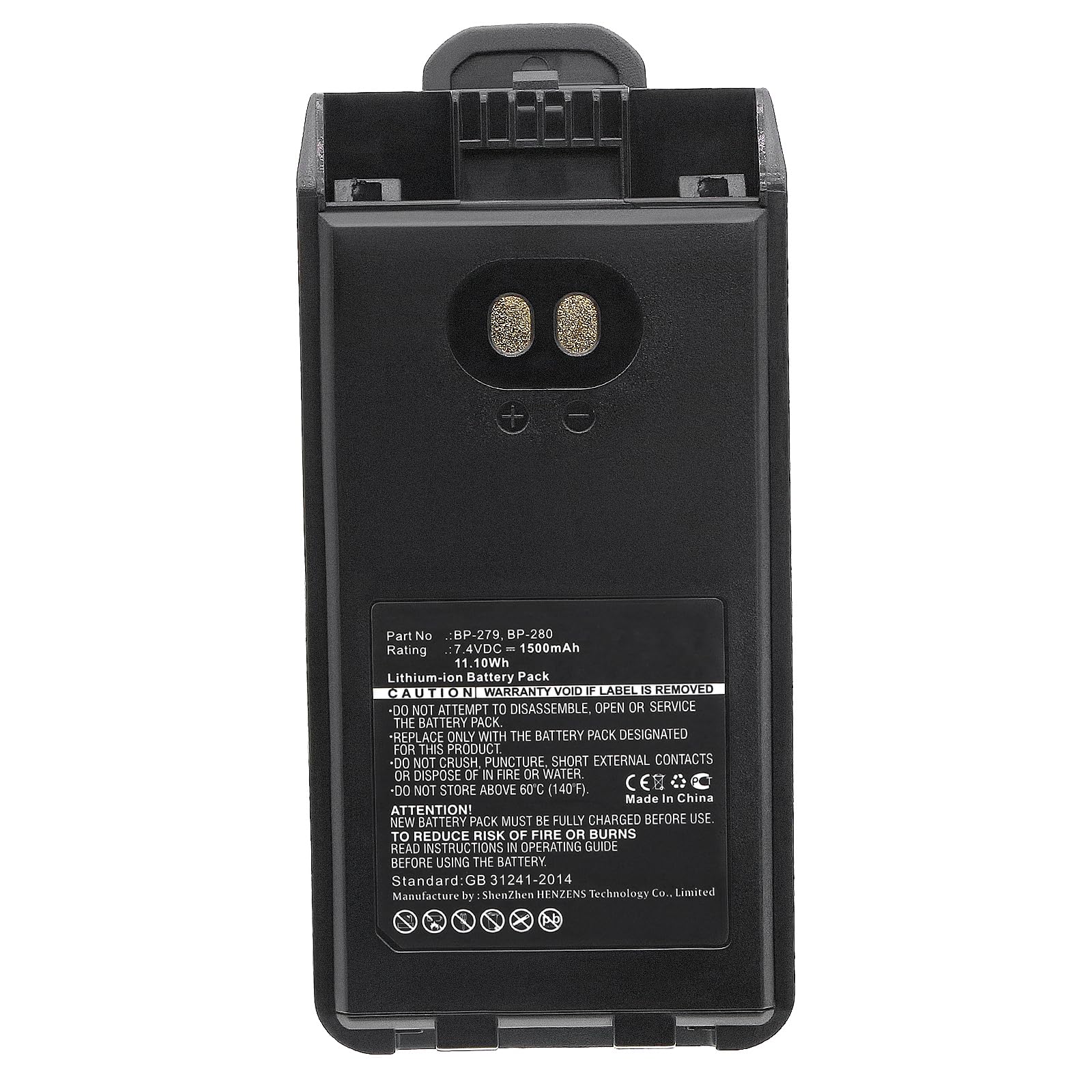 Synergy Digital 2-Way Radio Battery - Li-ion 7.4V 1500mAh High Capacity Replacement for Bearcom IC-F1000T & Icom BP-279 | Perfect for Construction, Security & Outdoor Communication