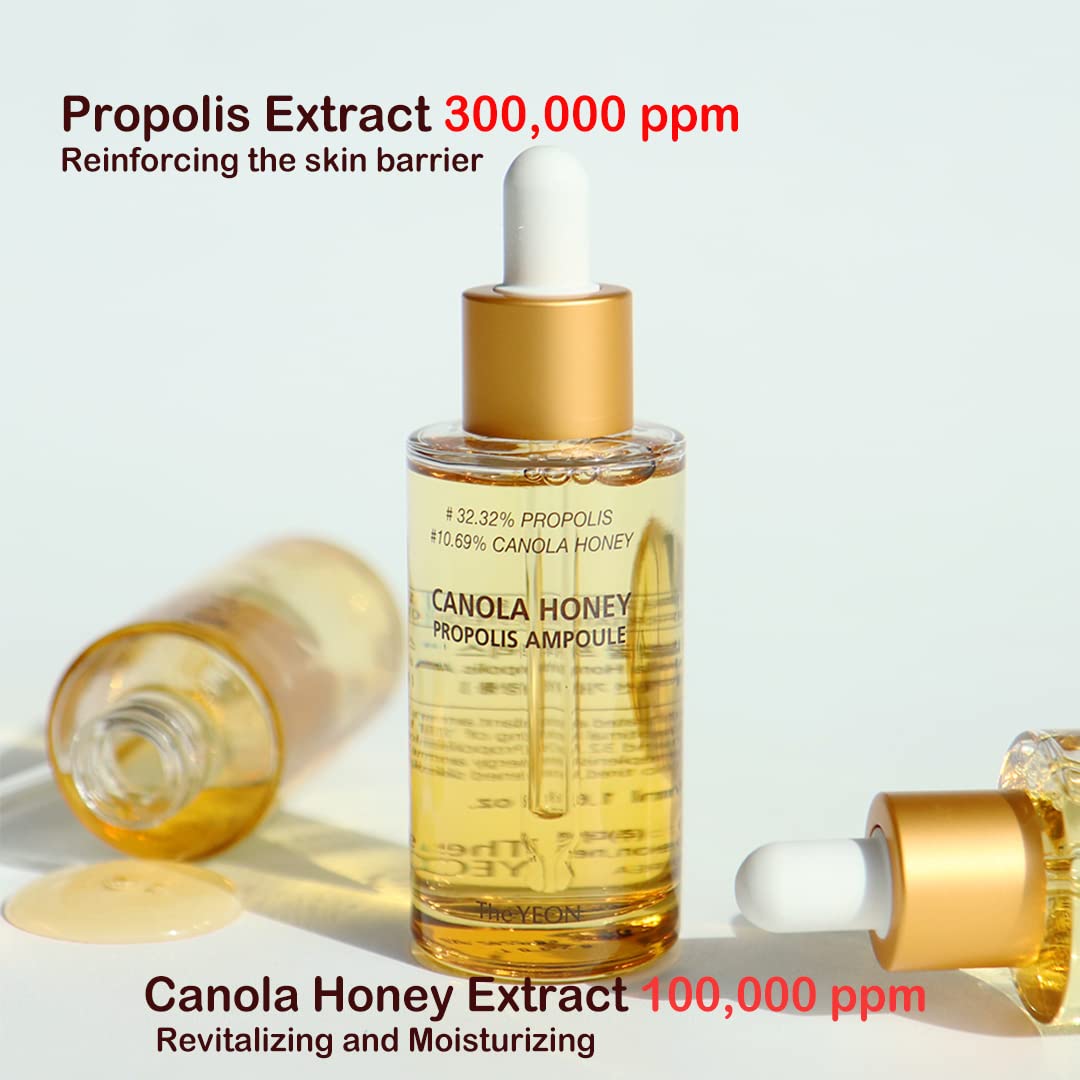 Canola Honey Propolis Super Glowing Ampoule 1.69 fl. oz (50ml) - Korean Skin Care for Glow Boosting, Firming & Radiance | Anti-Aging Face Serum for Dull Skin, Perfect for Night Routine & Daily Hydration