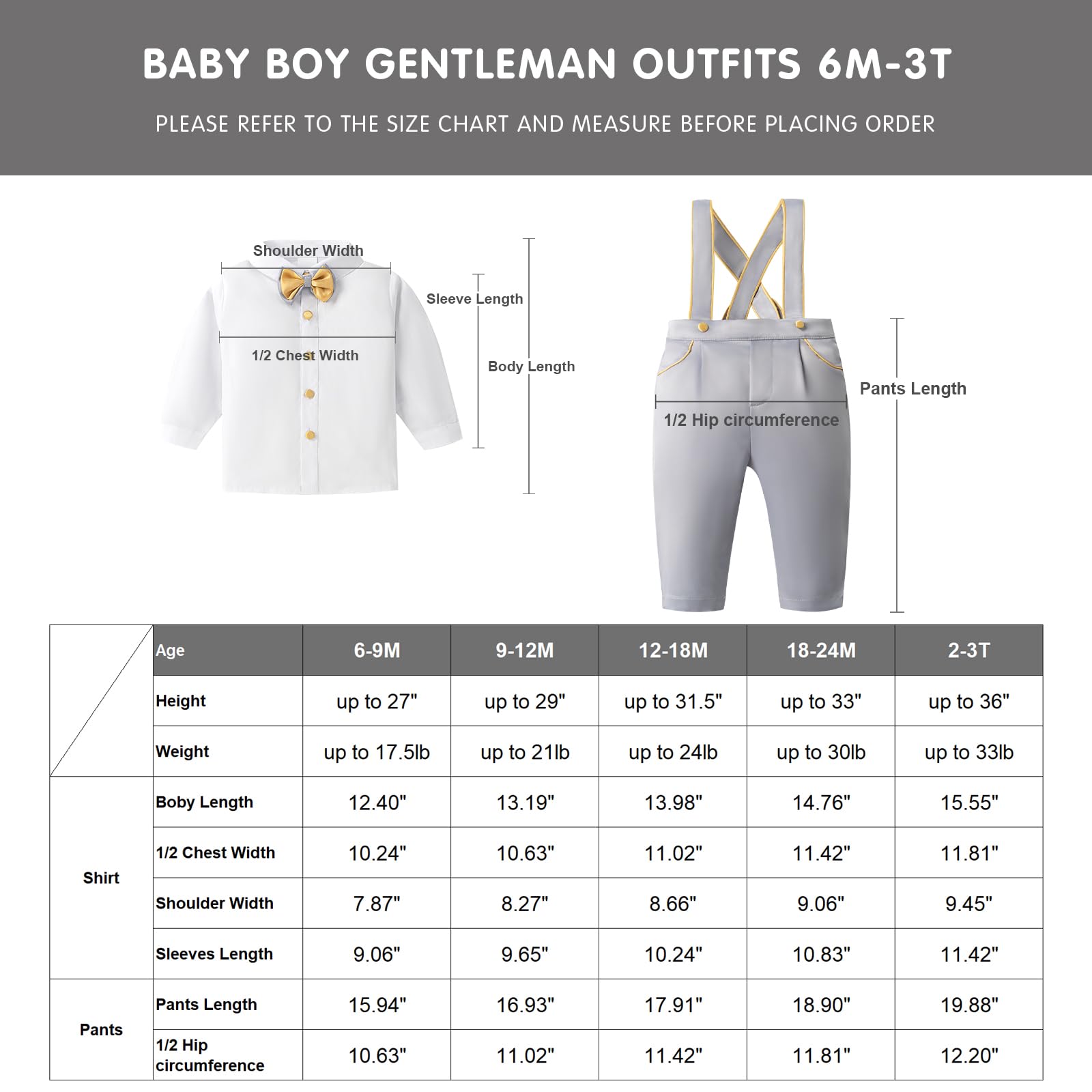 Booulfi Baby Boy Christmas Outfit - Formal Overalls & Suspenders Suit for Newborns - Perfect for Weddings, Holidays & Special Occasions
