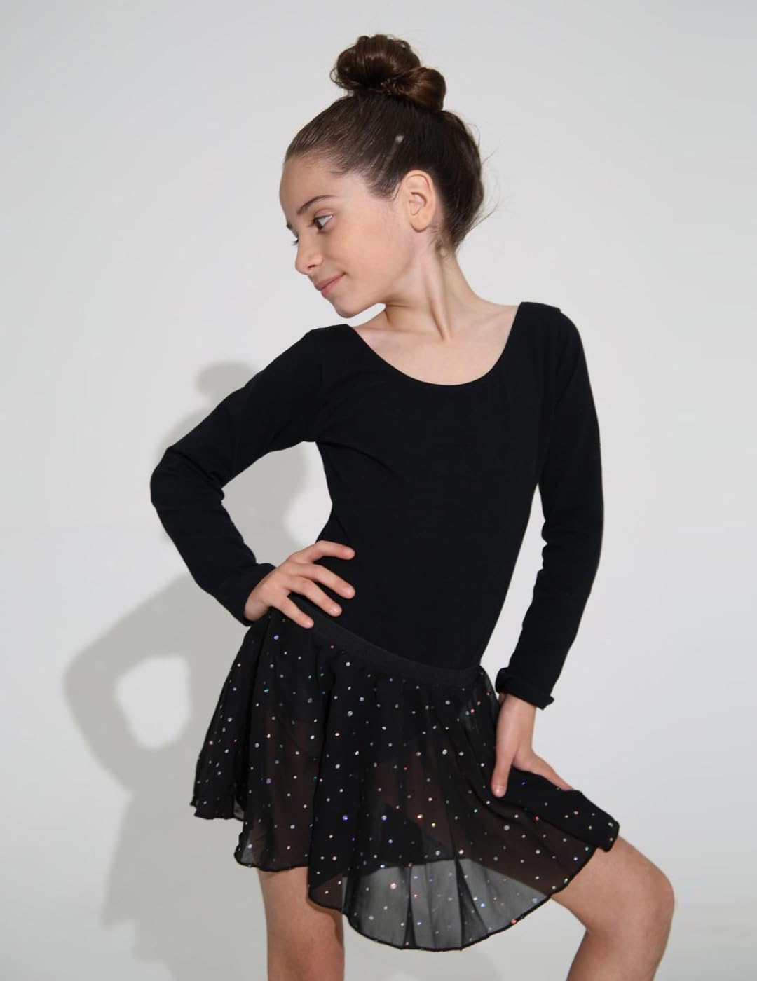 Arshiner Girls Ballet Leotard with Chiffon Skirt - Long Sleeve Criss Cross Back Dance Outfit for Toddlers - Perfect for Ballet Class, Recital & Dance Performance