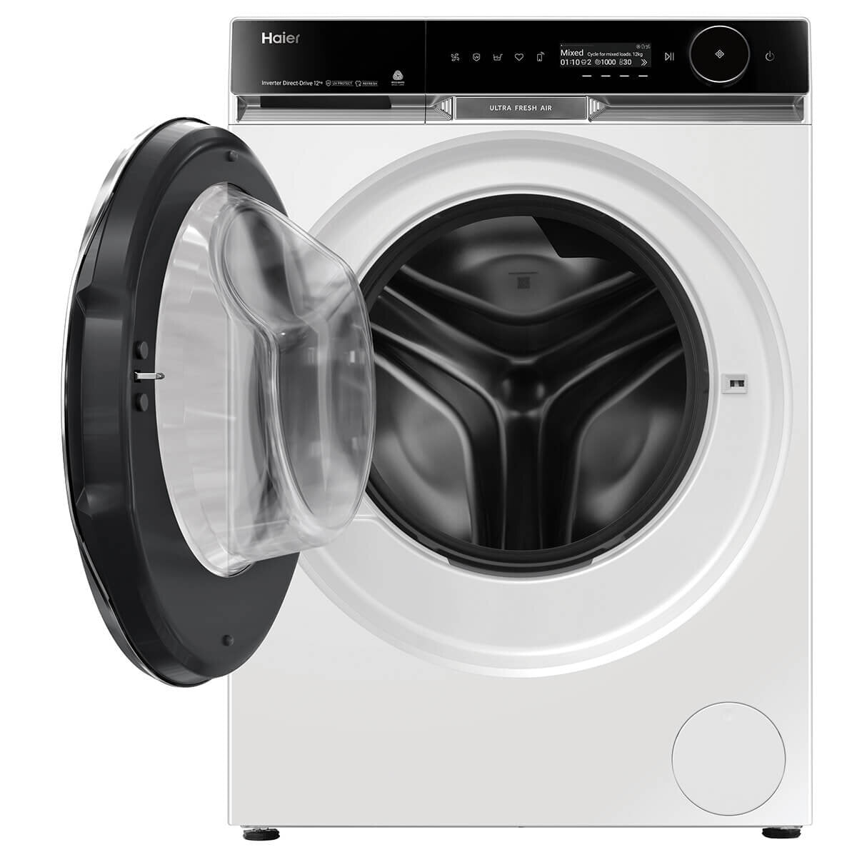 Haier 600 Series 12kg Front Load Washing Machine with UV Protection - Energy Efficient, Quiet Operation - Perfect for Large Families & Laundry Rooms (Model HWF12PXW1)