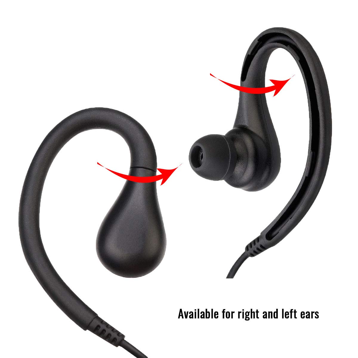 Retevis RT22 Walkie Talkie Earpiece with Microphone - 2 Pin Ear Hook Headset for RT22/RT68/RT21/H-777/RT86/RB68 Radios - Compatible with Kenwood & Arcshell Two-Way Radios (1 Pack) - Ideal for Security, Construction & Outdoor Activities
