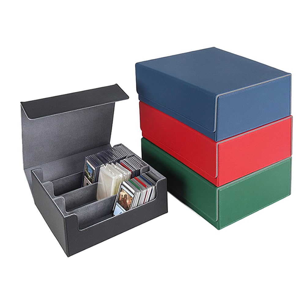 Premium qazaa Magnetic Closure Card Storage Box - Trading Card Organizer Deck Case for MTG, Pokemon, Yu-Gi-Oh (Black & Red) - Perfect for Collectors & Game Nights