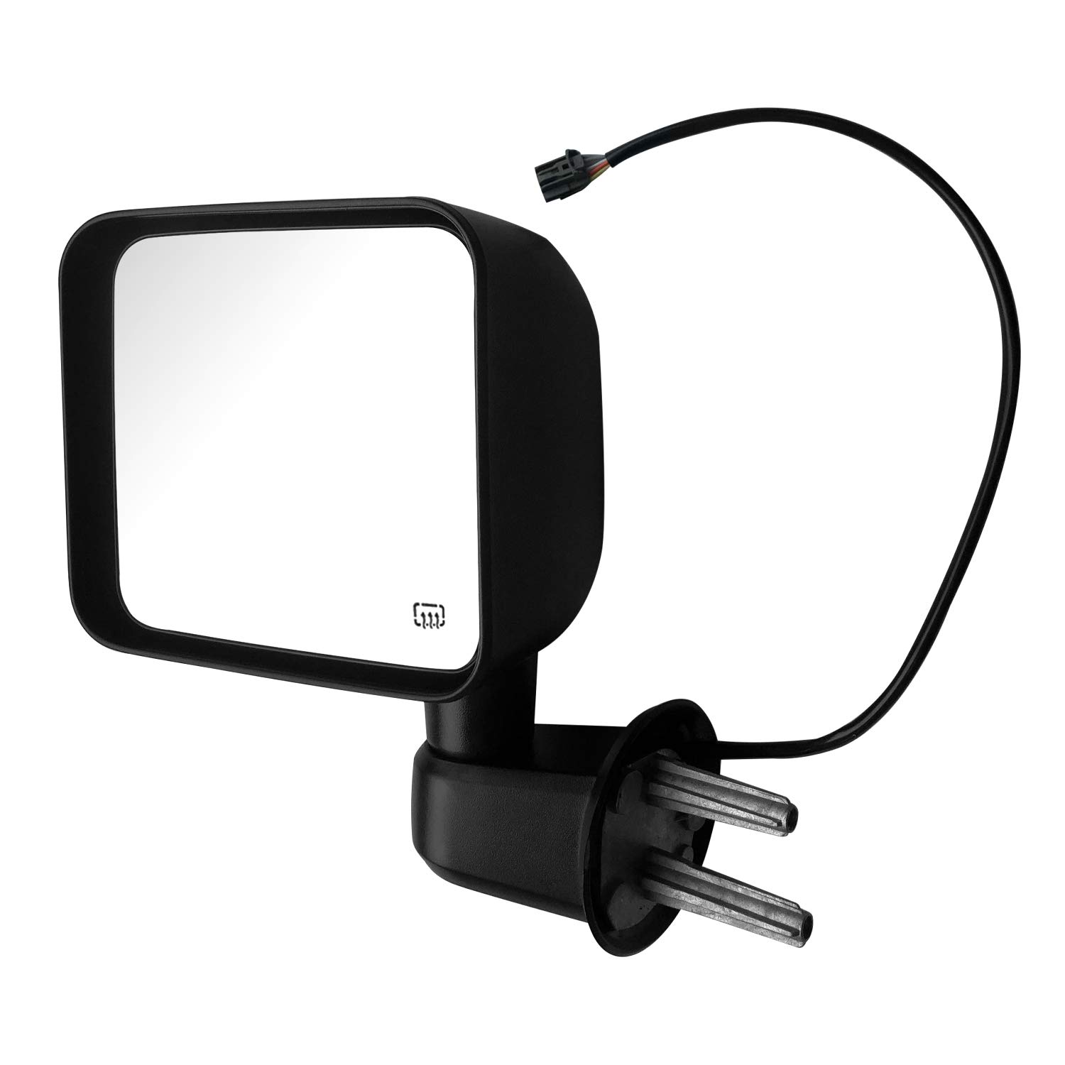Heated Power Towing Mirrors for Jeep Wrangler (2007-2017) - Left Driver Side Black Set - Perfect for Off-Roading, Towing & Winter Driving