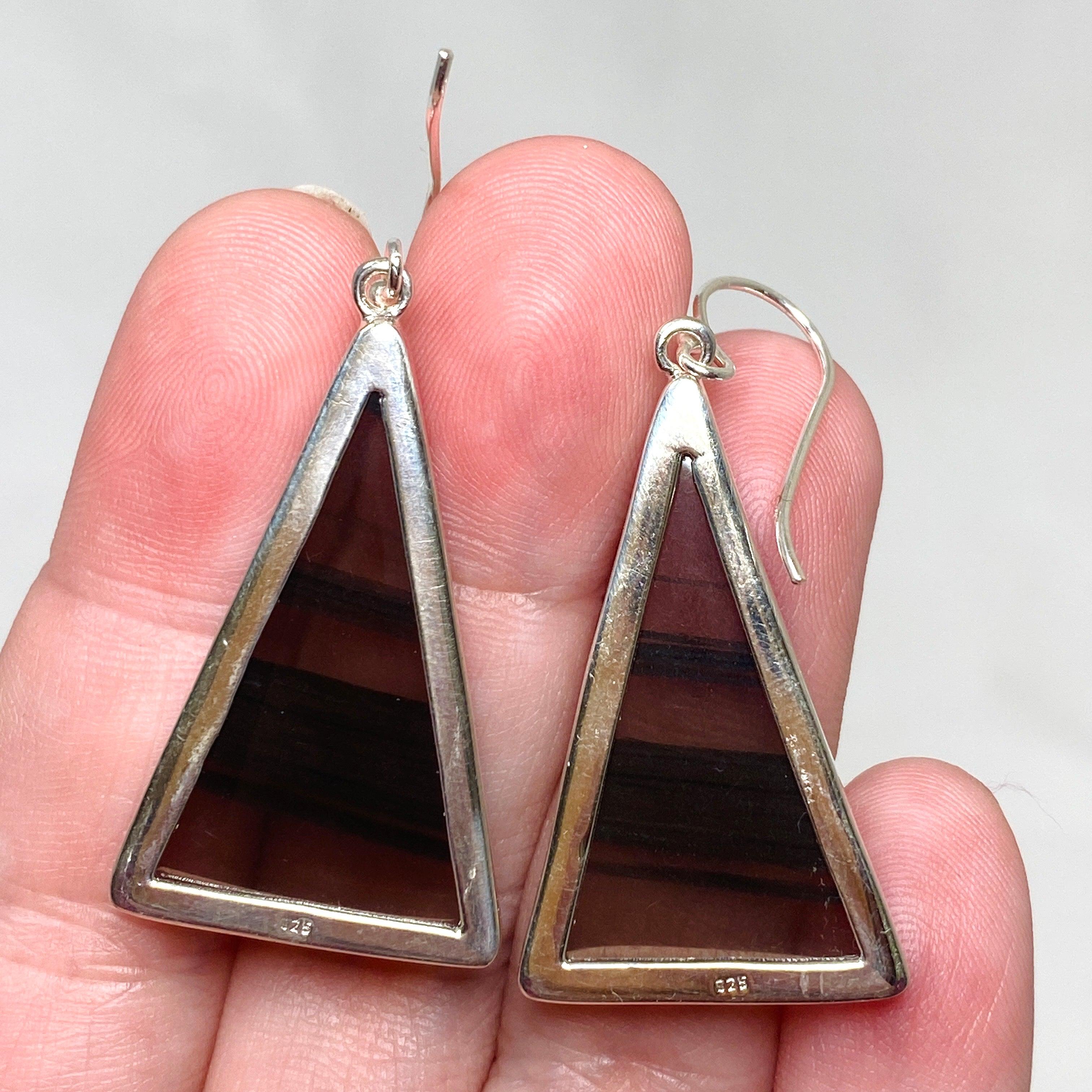 Midnight Obsidian Triangular Earrings for Women - Elegant Gothic Jewelry Set - Perfect for Parties, Weddings & Evening Events - KEGJ1499