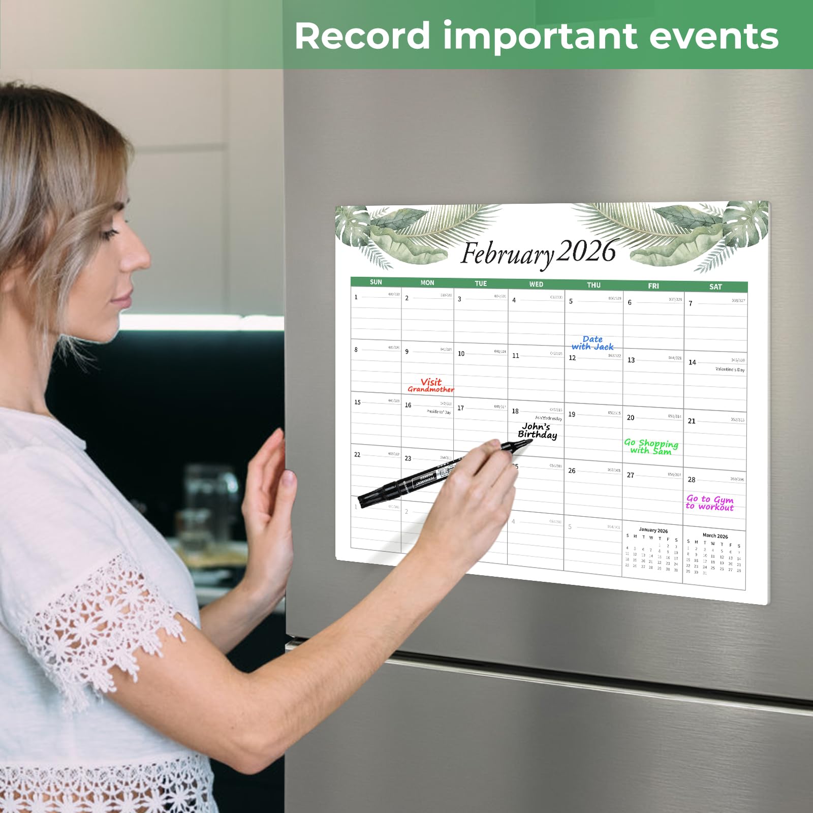 2025-2026 Magnetic Refrigerator Calendar - 18 Month Planner from Jan 2025 to June 2026, 15