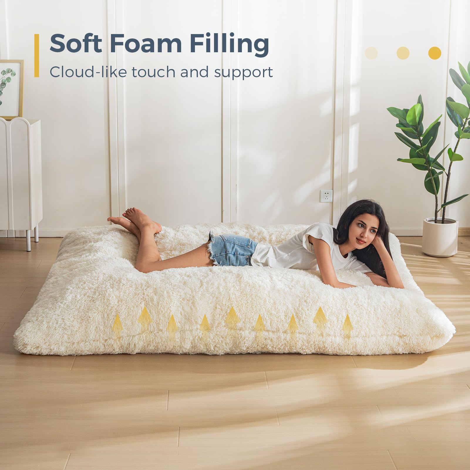 MAXYOYO 3-in-1 Bean Bag Chair - Giant Convertible Sofa Bed & Floor Mattress with Premium High-Density Foam Filling - Comfortable Lounge Chair for Adults - Perfect for Living Room, Bedroom & Game Room Relaxation