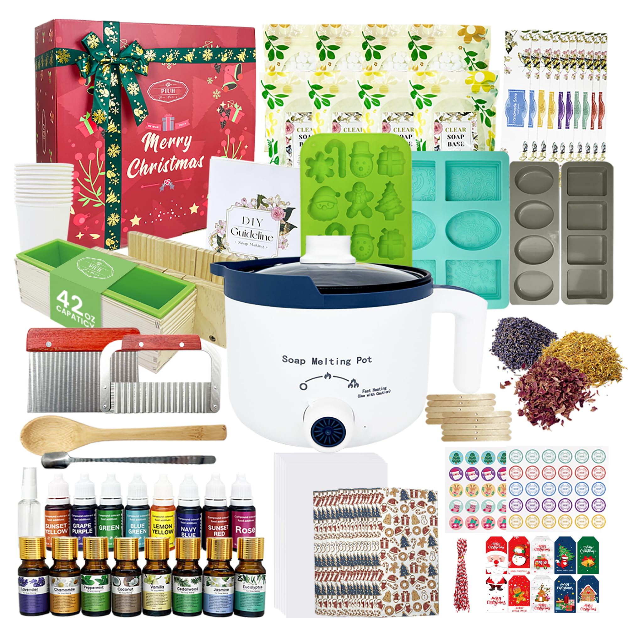 Premium Christmas Soap Making Kit for Adults - DIY Soap Crafting Set with Melter, Base, Fragrance Oils, Dyes & Molds - Perfect Holiday Gift for Beginners - Great for Christmas Gifts, Birthday Presents & Creative Home Activities