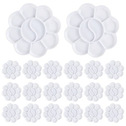 IETONE 20 Pcs Professional Makeup Palette Set - Cream Foundation Mixing Tray, Eyeshadow & Nail Art Blending Plate with Handheld Design - Perfect for Makeup Artists & DIY Beauty Enthusiasts (White) - Ideal for Salon, Home Use & Travel Makeup Kit